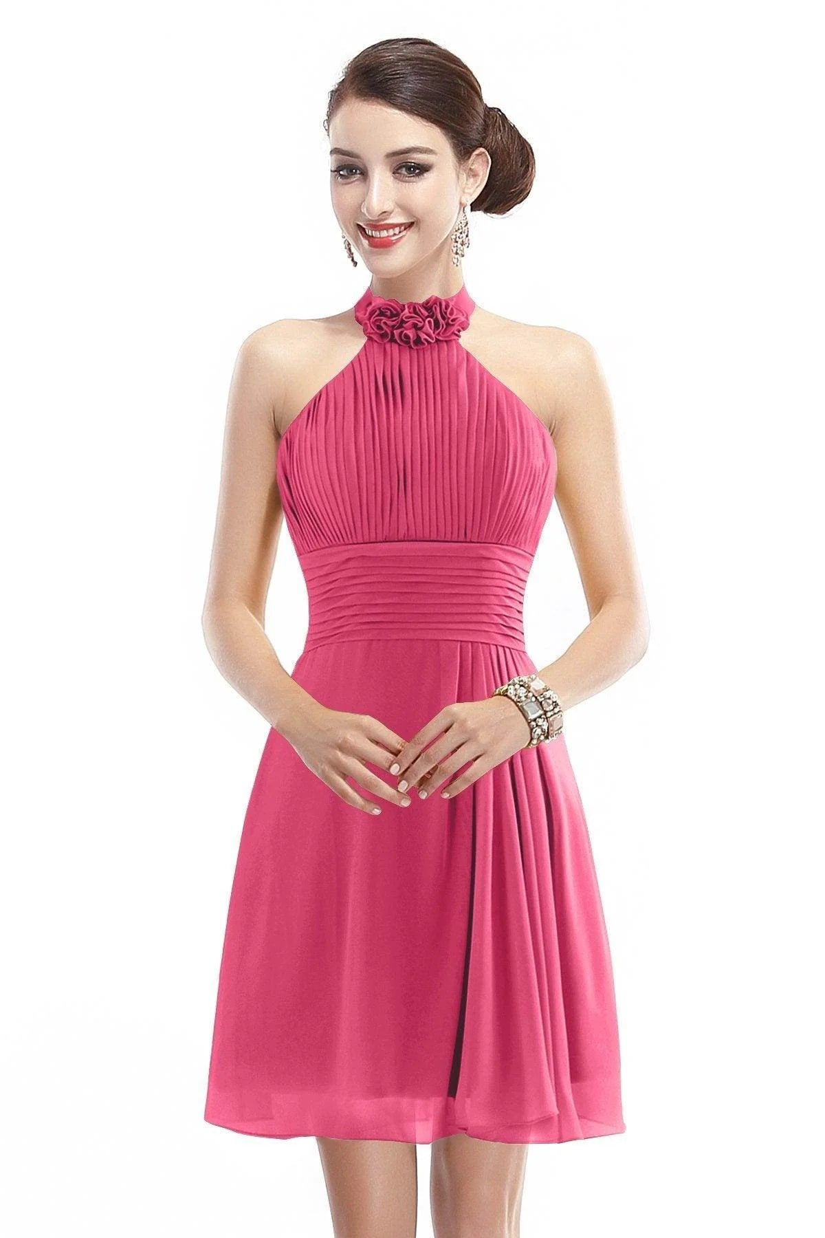 A-Line Short-Mini Chiffon Bridesmaid Dress COZK1401B