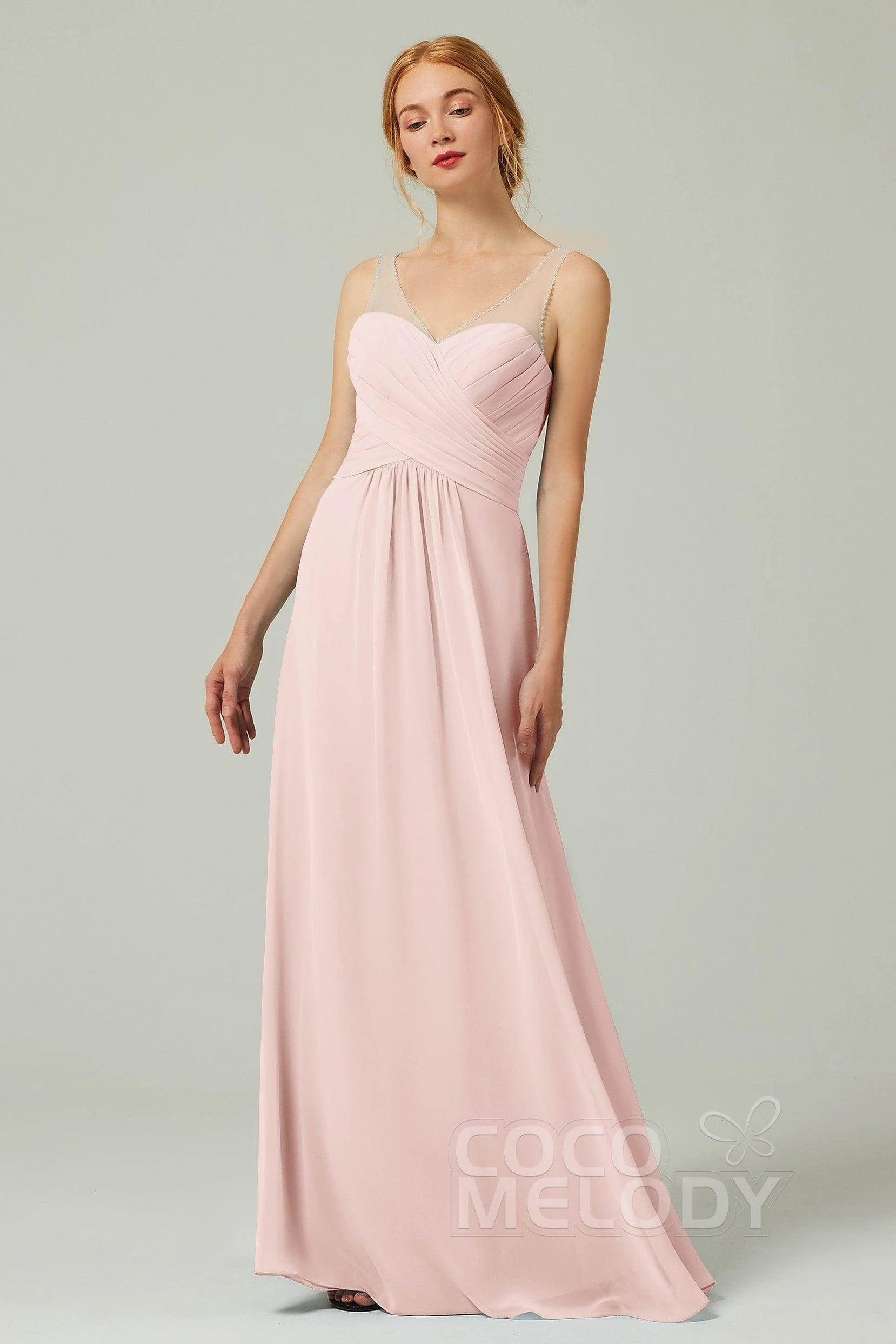 A-Line Floor Length Chiffon Bridesmaid Dress CB0331