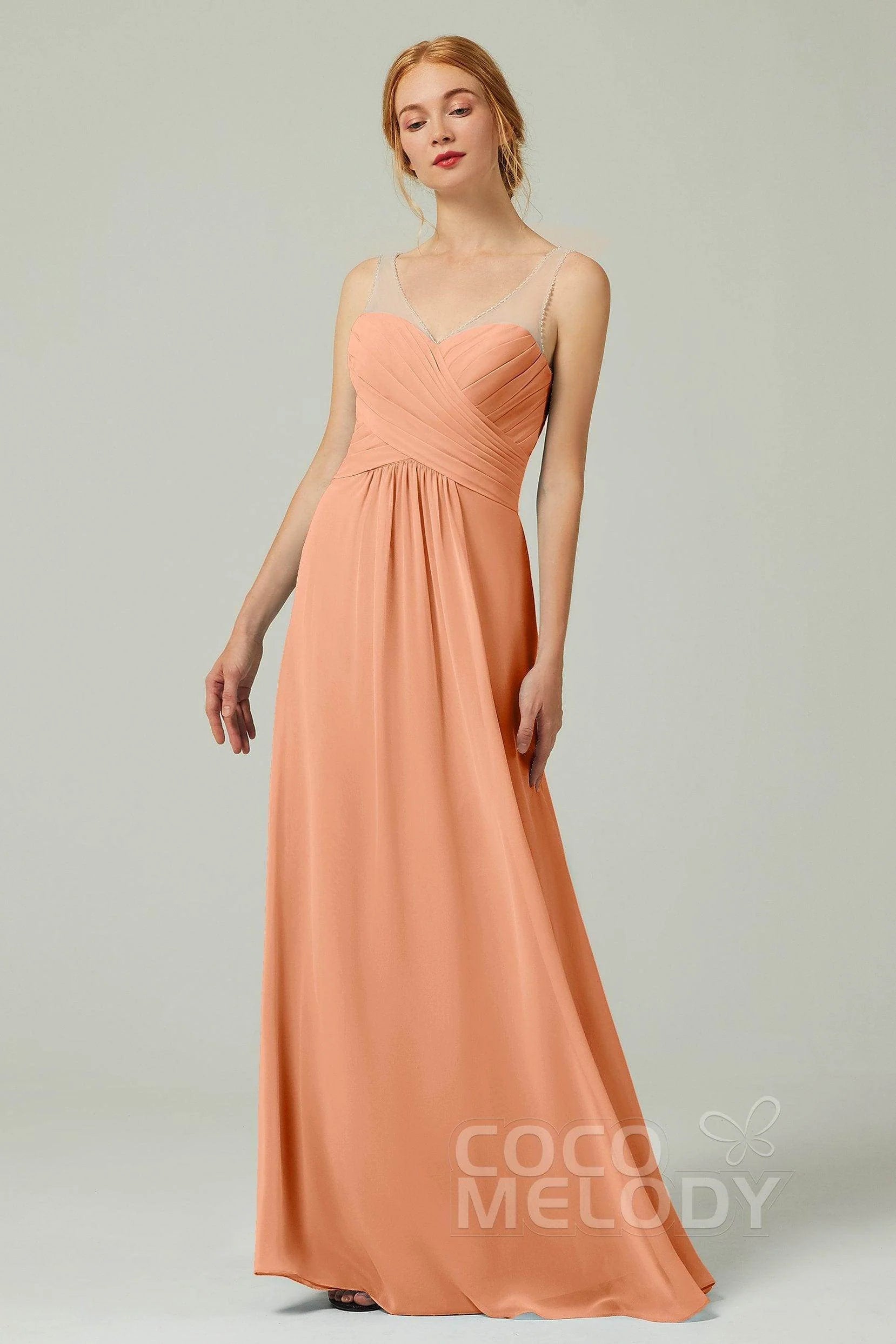 A-Line Floor Length Chiffon Bridesmaid Dress CB0331