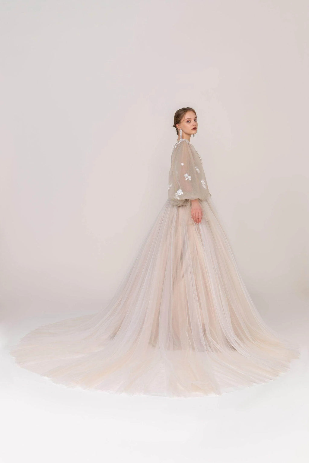 A-Line Court Train Tulle Wedding Dress CW2421