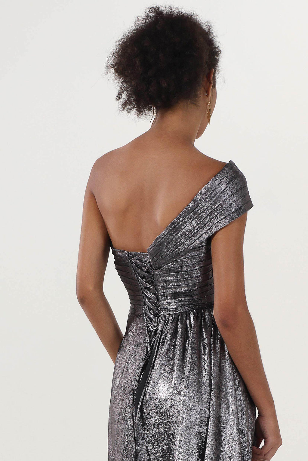 A-Line Maxi Metallic Formal Dress CS0653