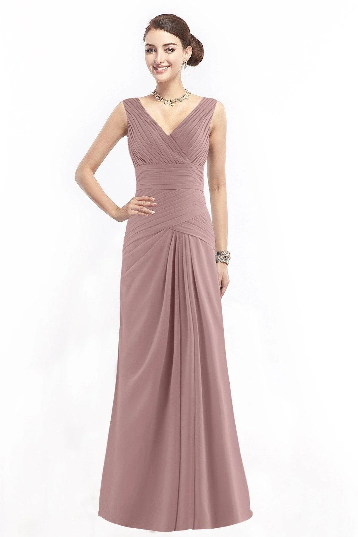 Sheath Floor Length Chiffon Bridesmaid Dress COZF1401E