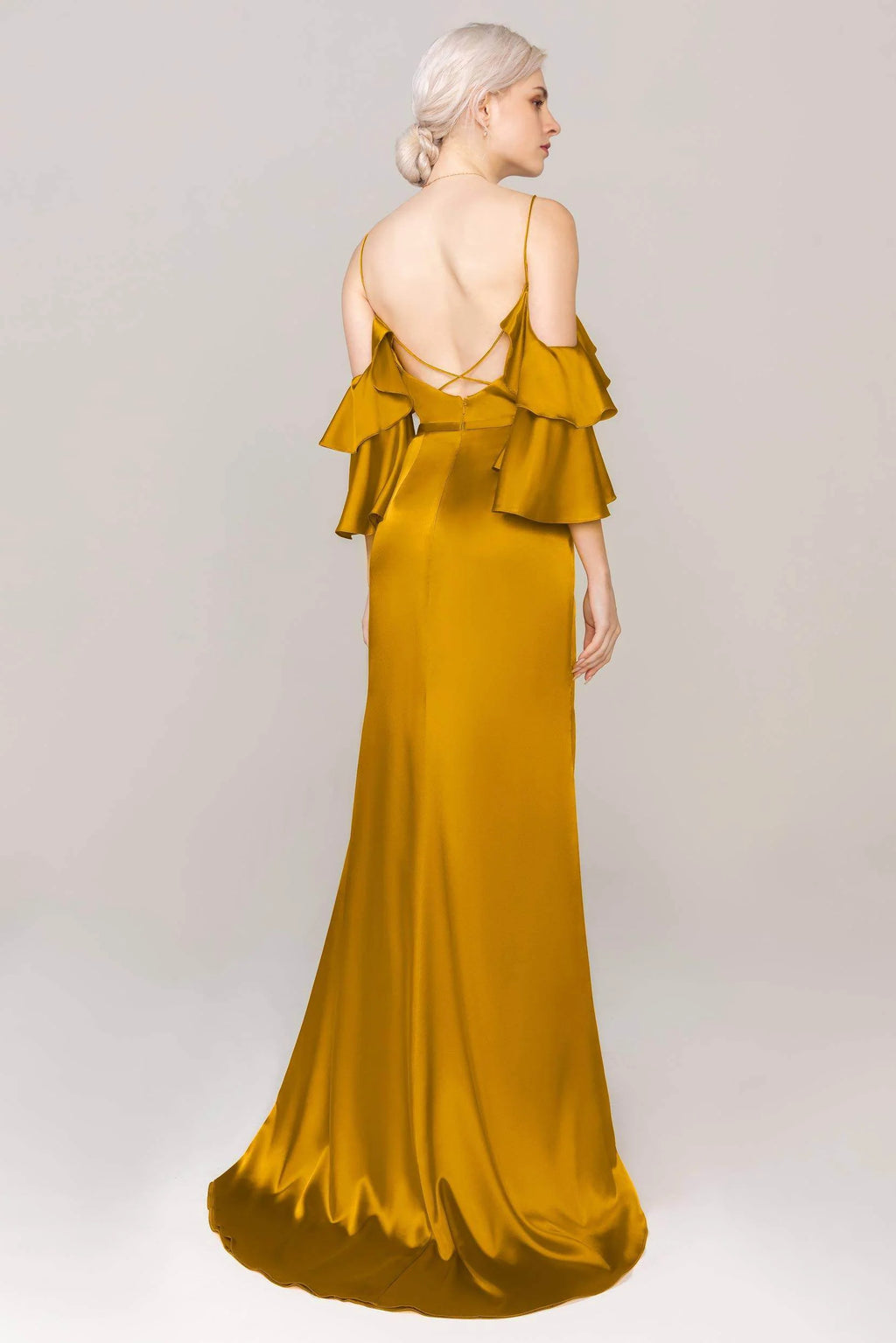 Sheath Sweep Train Luxe Satin Dress CS0310