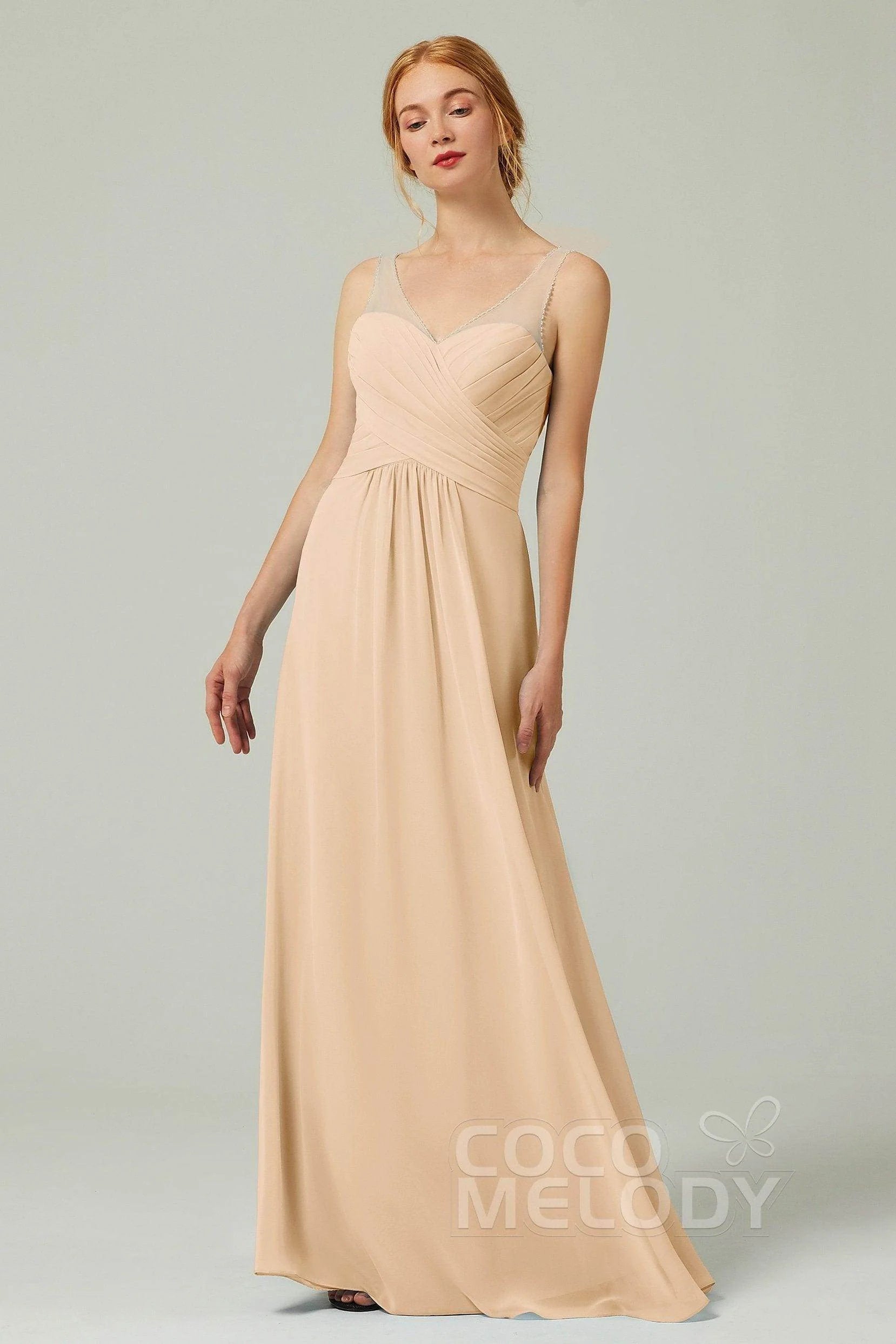 A-Line Floor Length Chiffon Bridesmaid Dress CB0331