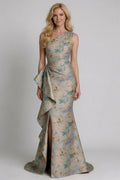 Trumpet-Mermaid Floor Length Jacquard Mother of the Bride Dress CM0419