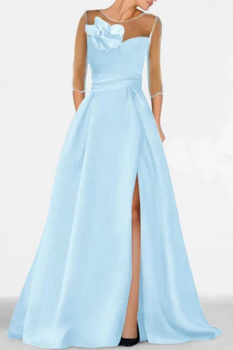 A Line Sweetheart 3/4 Sleeves High Split Mother Dresses CM0338