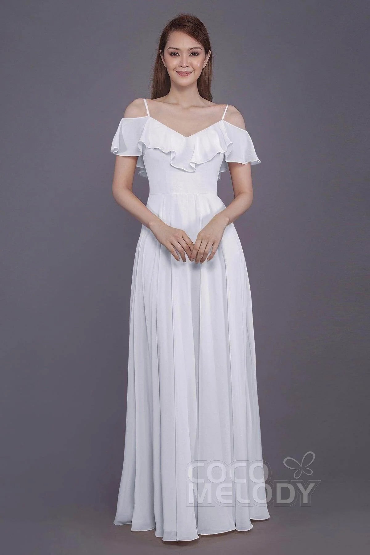 Sheath-Column Floor Length Chiffon Bridesmaid Dress PR3570