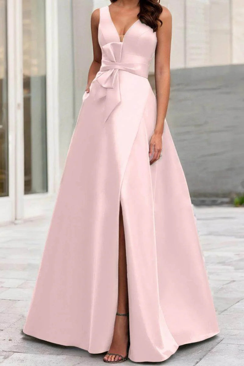 A Line V Neck Sleeveless Mother Of The Bride Dresses CM0341