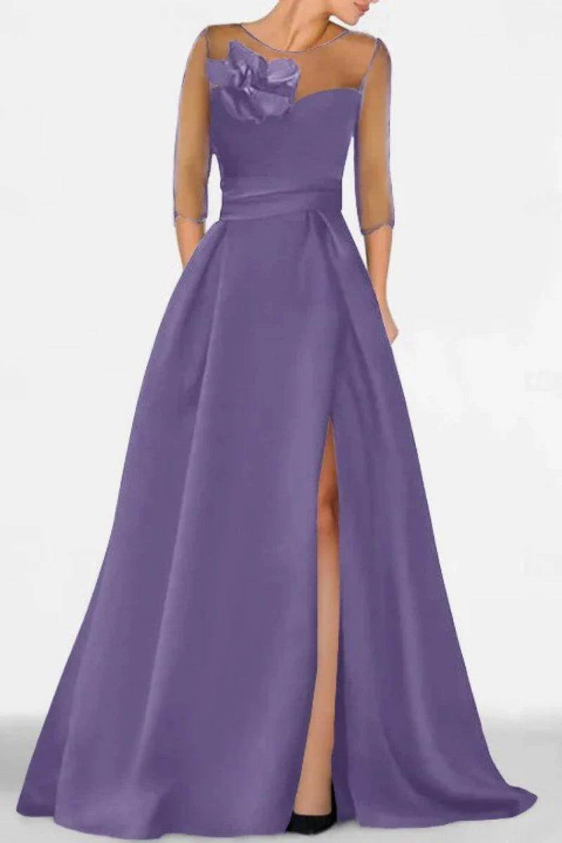 A Line Sweetheart 3/4 Sleeves High Split Mother Dresses CM0338
