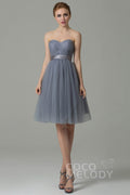 A-Line Knee Length Tulle Bridesmaid Dress COZM15016