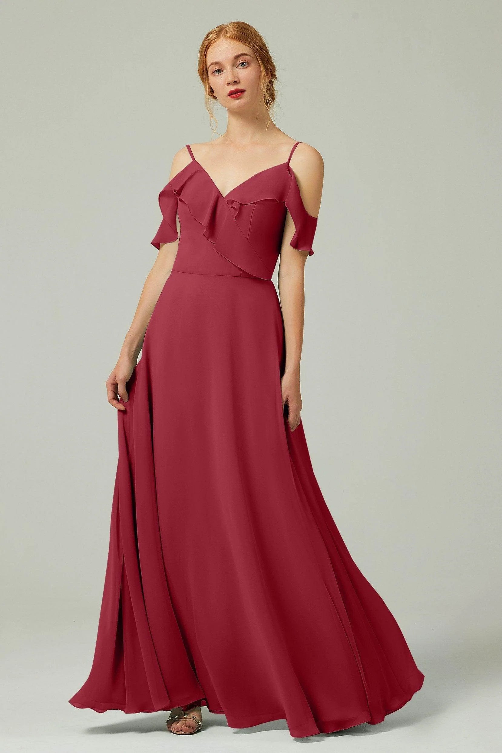 A-Line Floor Length Chiffon Bridesmaid Dress CB0326