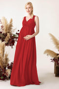 A-Line Sweep-Brush Train Chiffon Bridesmaid Dress CB0452M