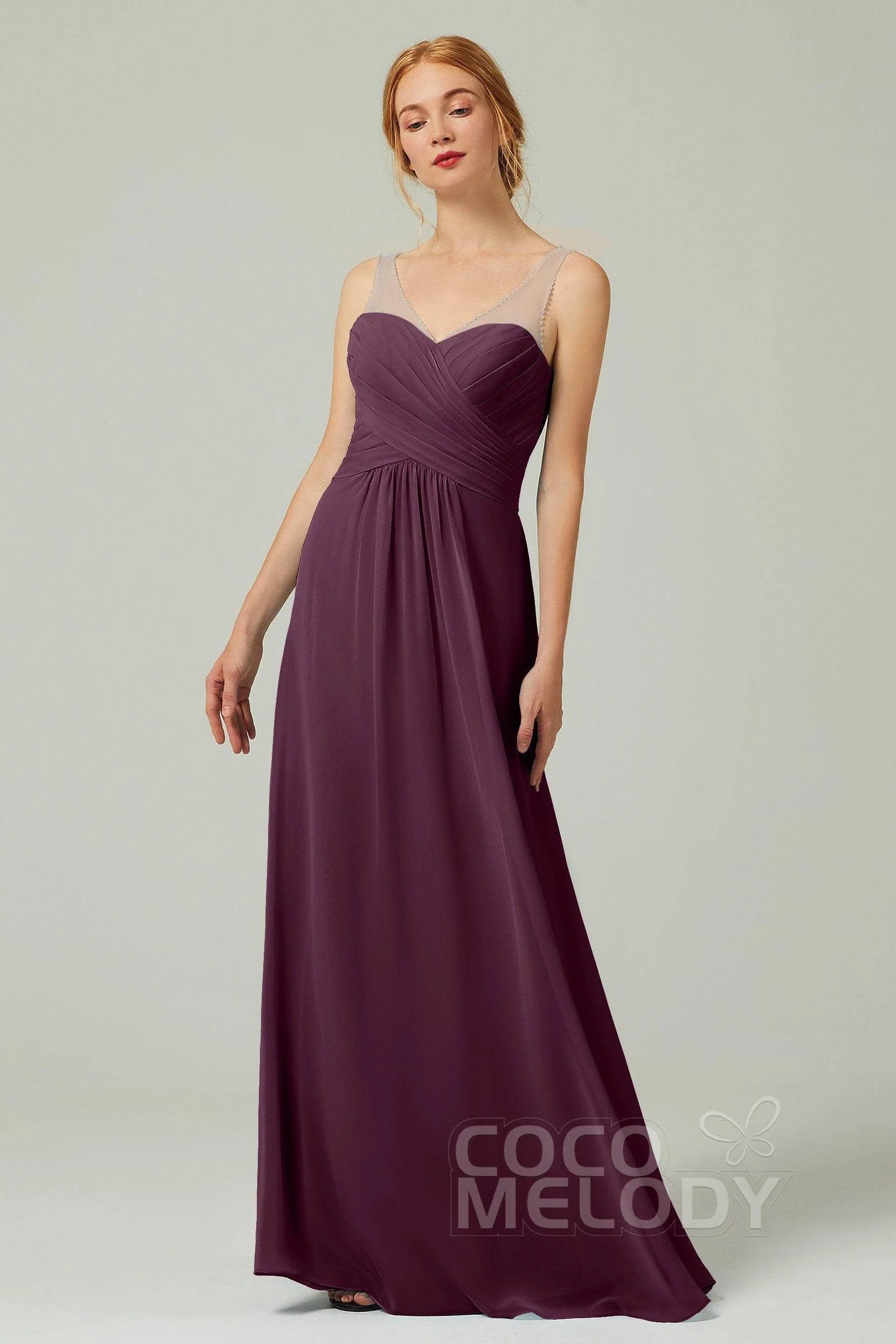 A-Line Floor Length Chiffon Bridesmaid Dress CB0331