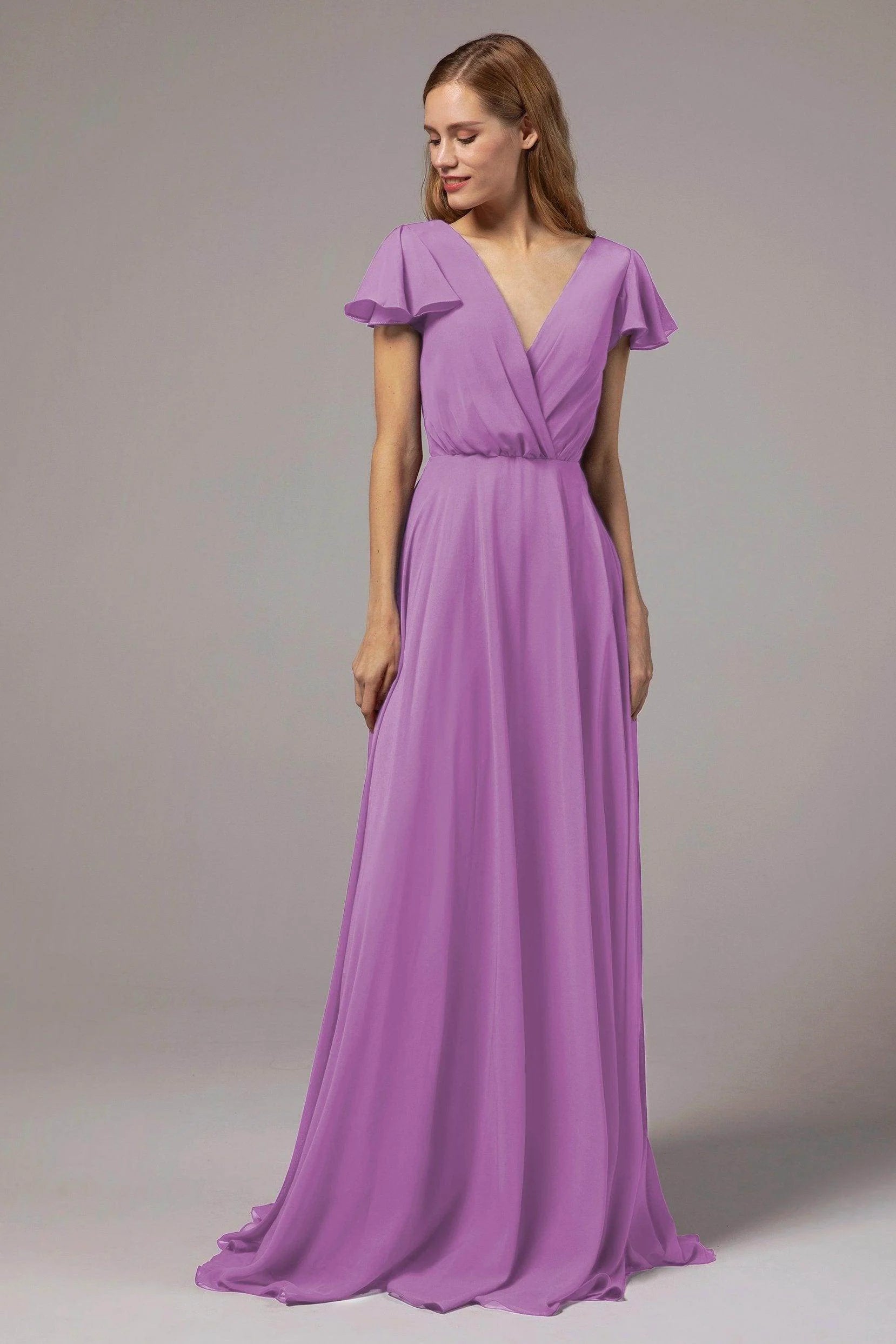 A-Line Floor Length Chiffon Bridesmaid Dress CB0410