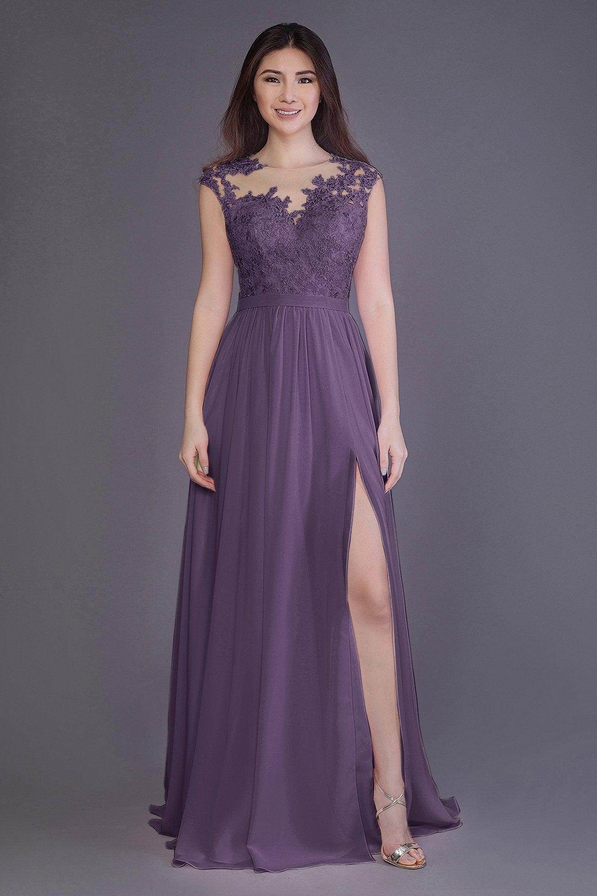 A-Line Floor Length Chiffon and Lace Bridesmaid Dress PR3554