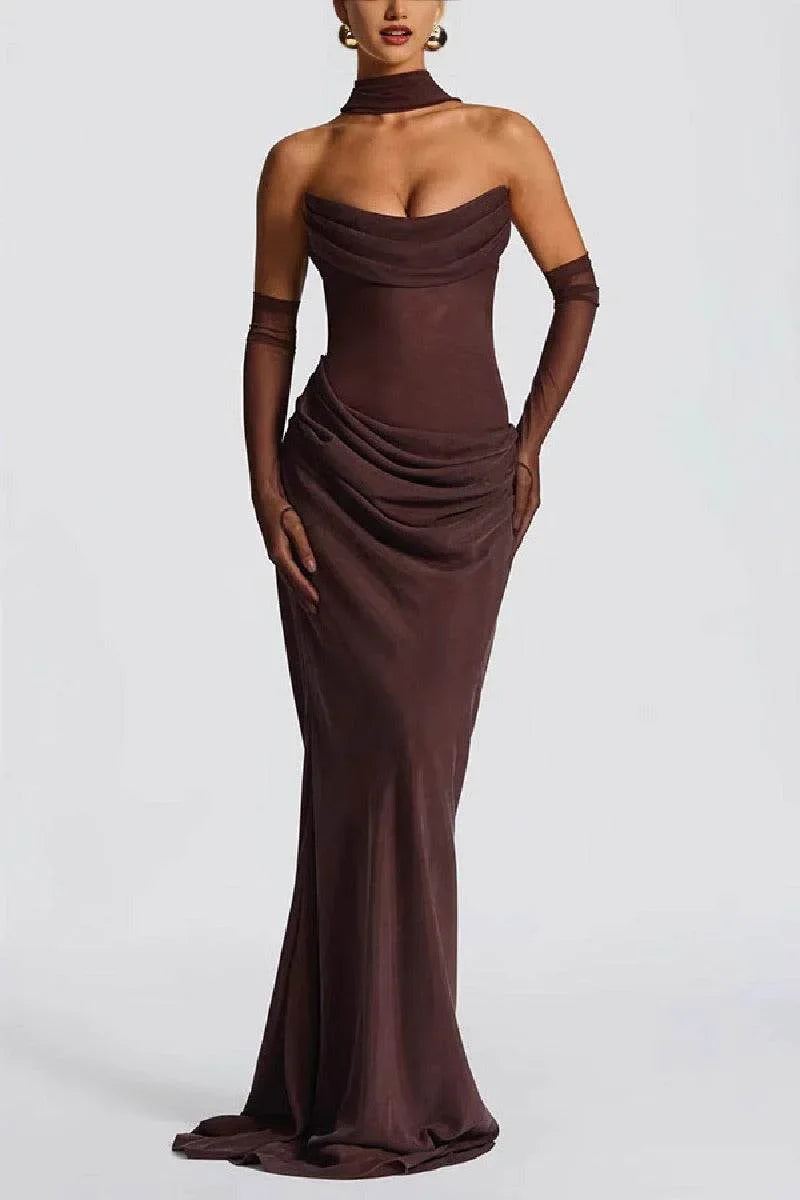 Sheath-Column Sweep-Brush Train Elastic Silk like Satin Formal Evening Dress 972310810695