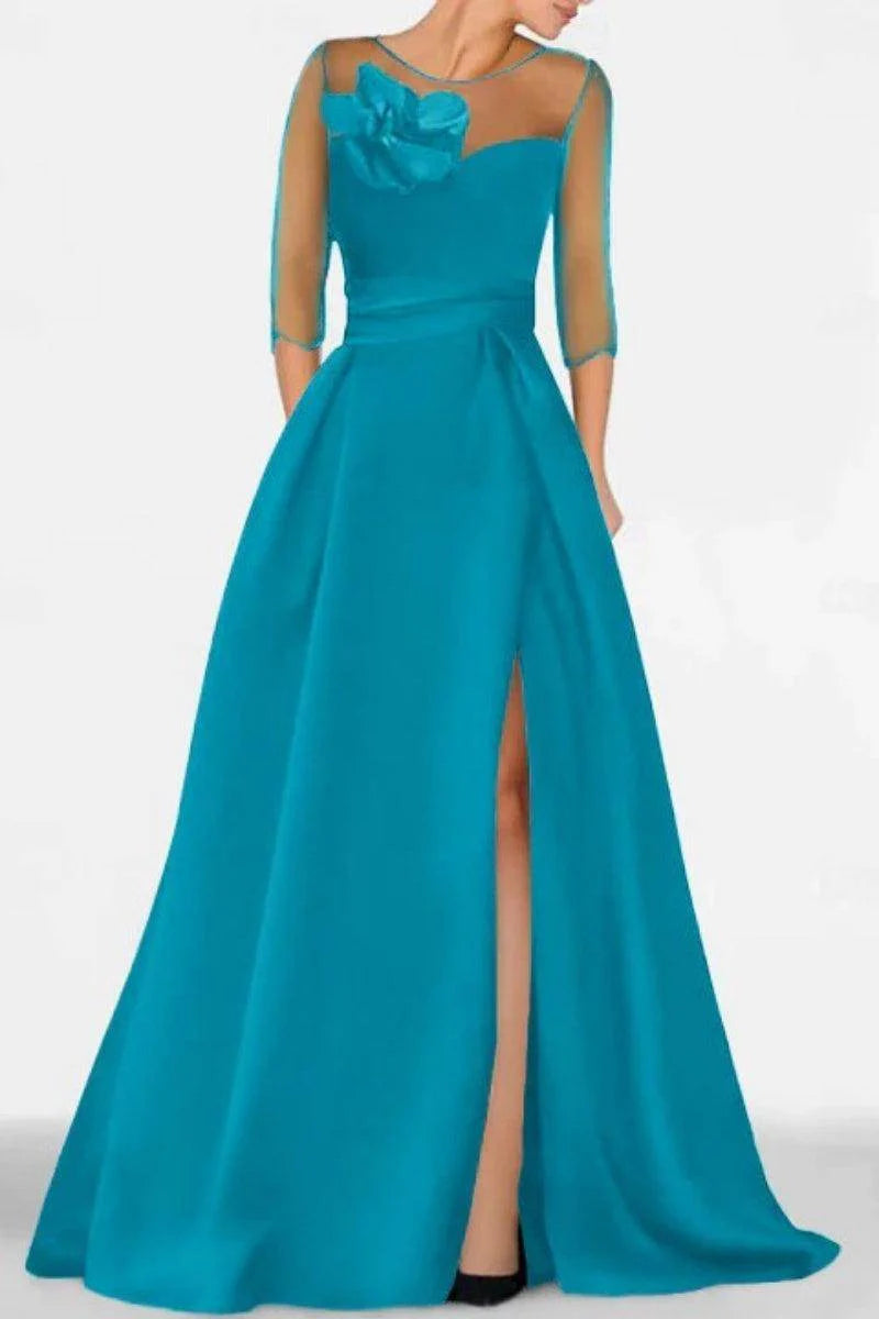 A Line Sweetheart 3/4 Sleeves High Split Mother Dresses CM0338