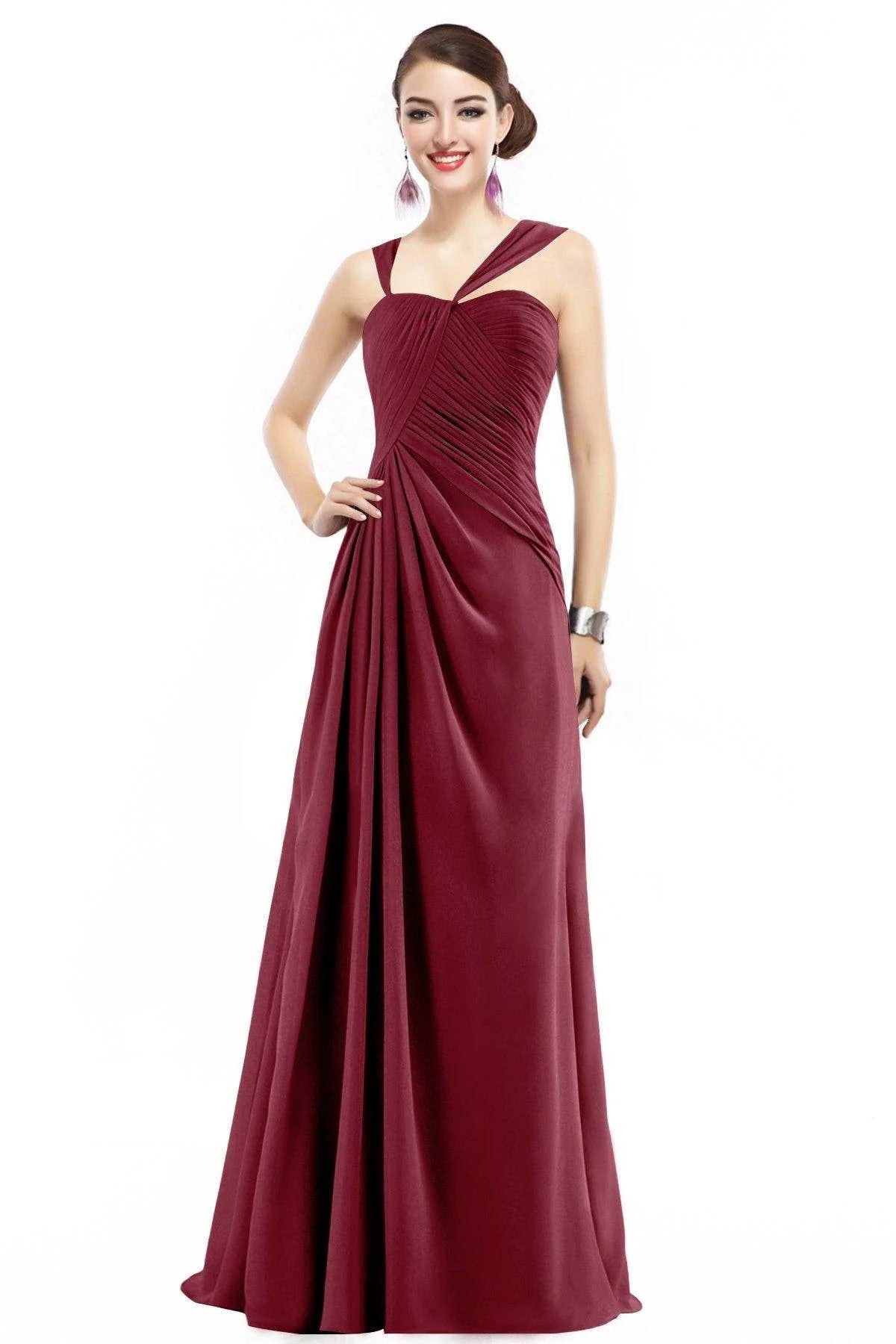 Sheath Floor Length Chiffon Bridesmaid Dress COZF1401F
