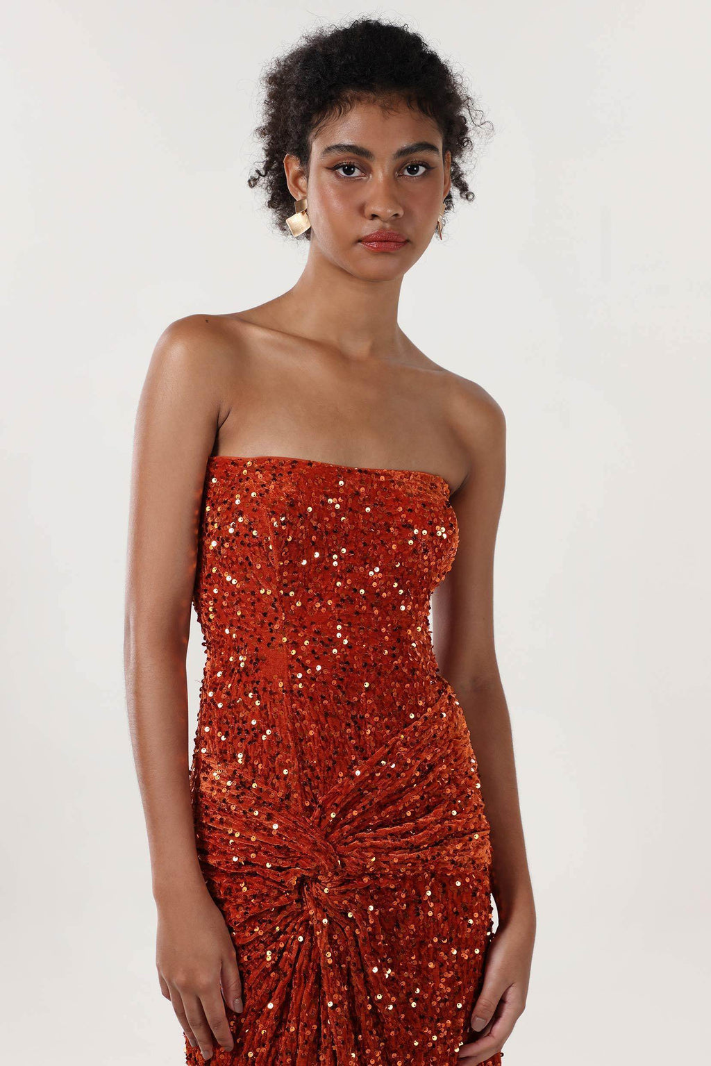 Sheath-Column Sweep-Brush Train Velvet Sequin Formal Dress CS0634