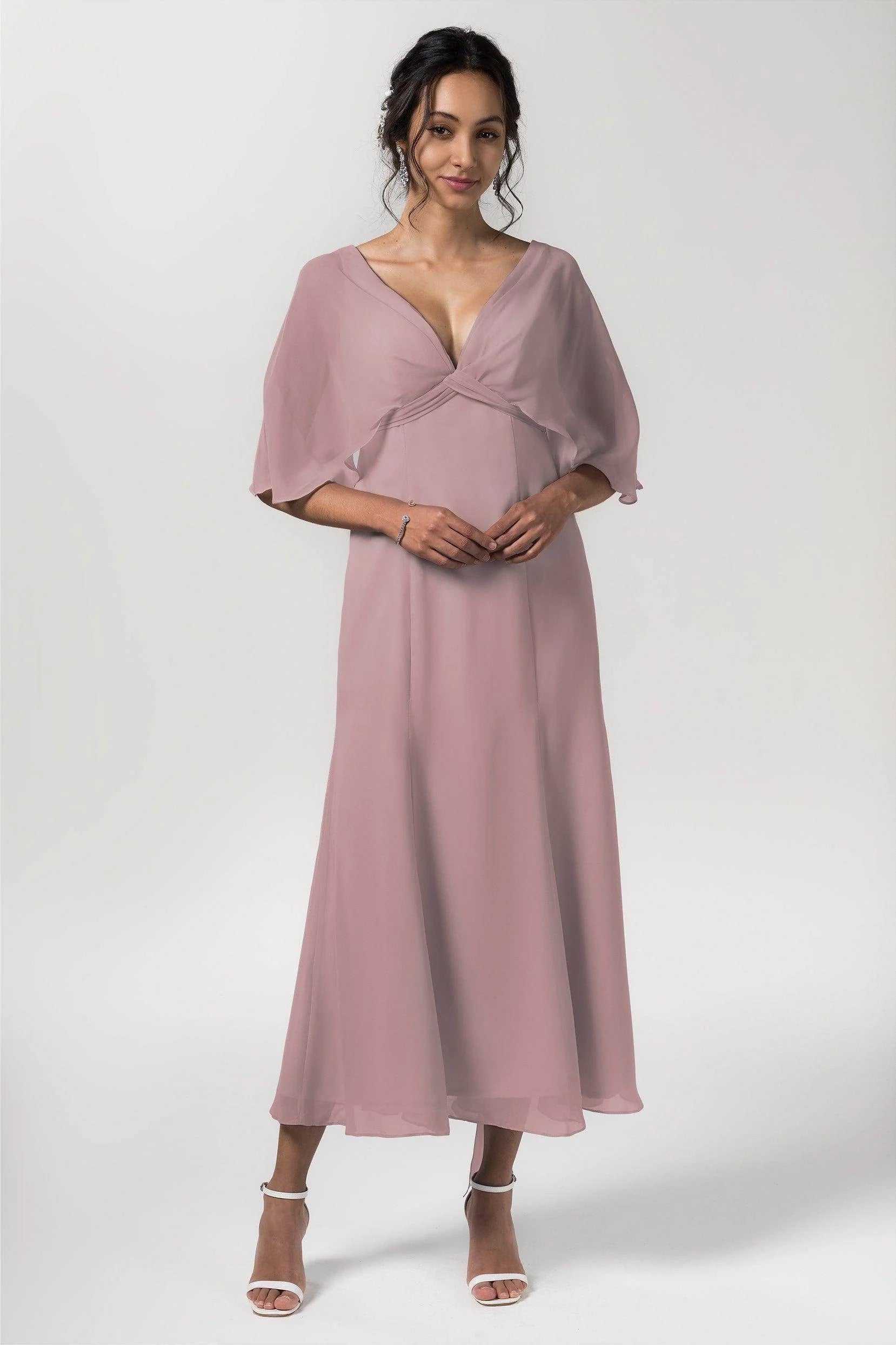 A-Line Tea Length Chiffon Bridesmaid Dress CB0553