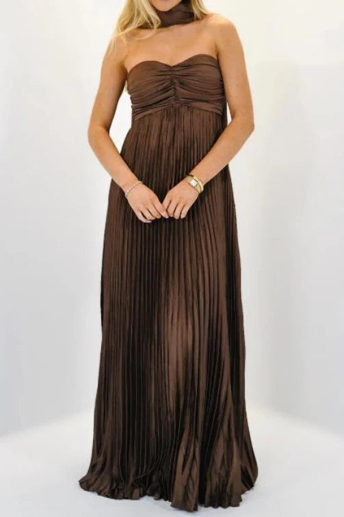 A-line Maxi Pleated Spandex Satin Formal Evening Dresses 937501662612