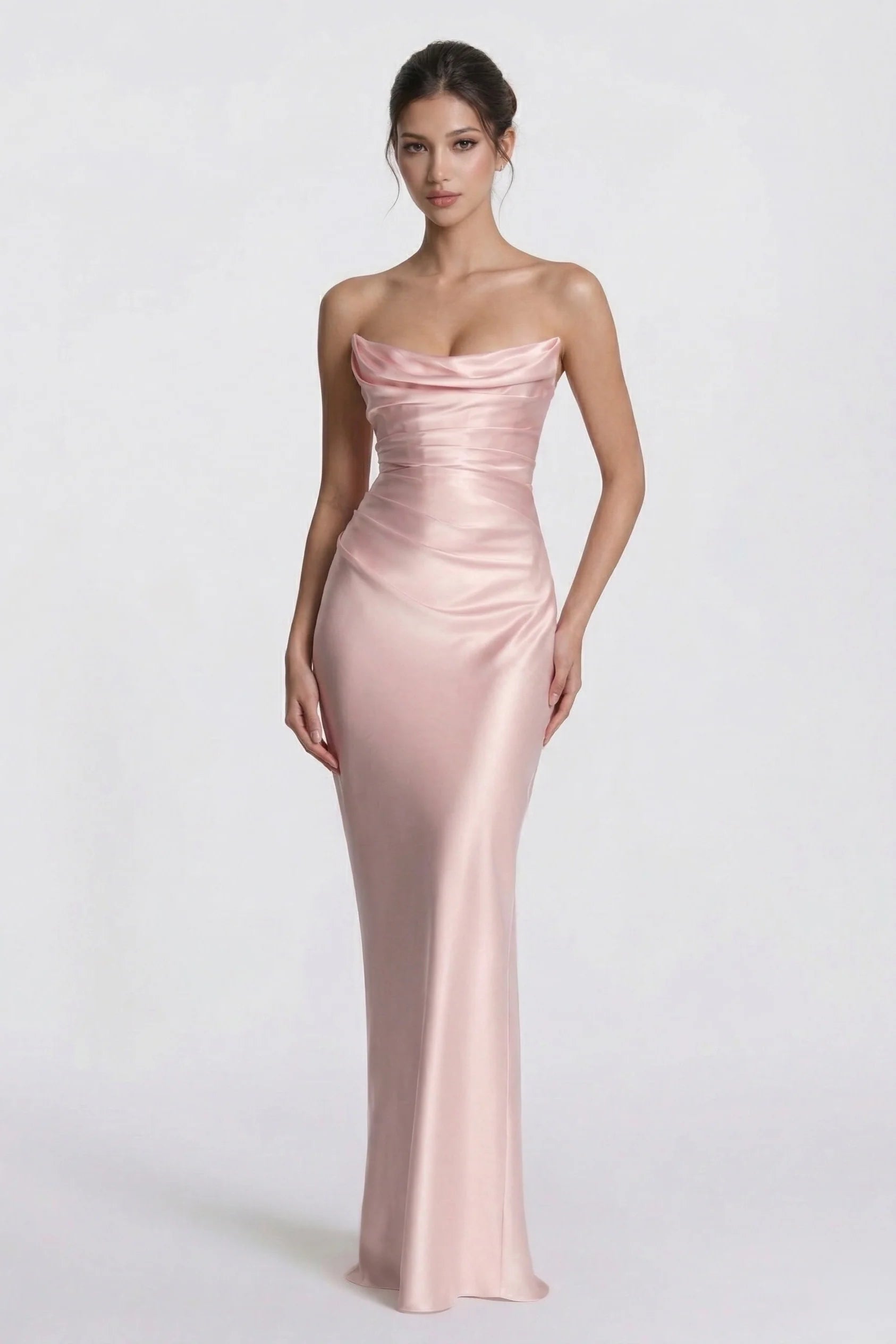Sheath-Column Floor Length Acetate Satin Wedding Guest Dress CG0305