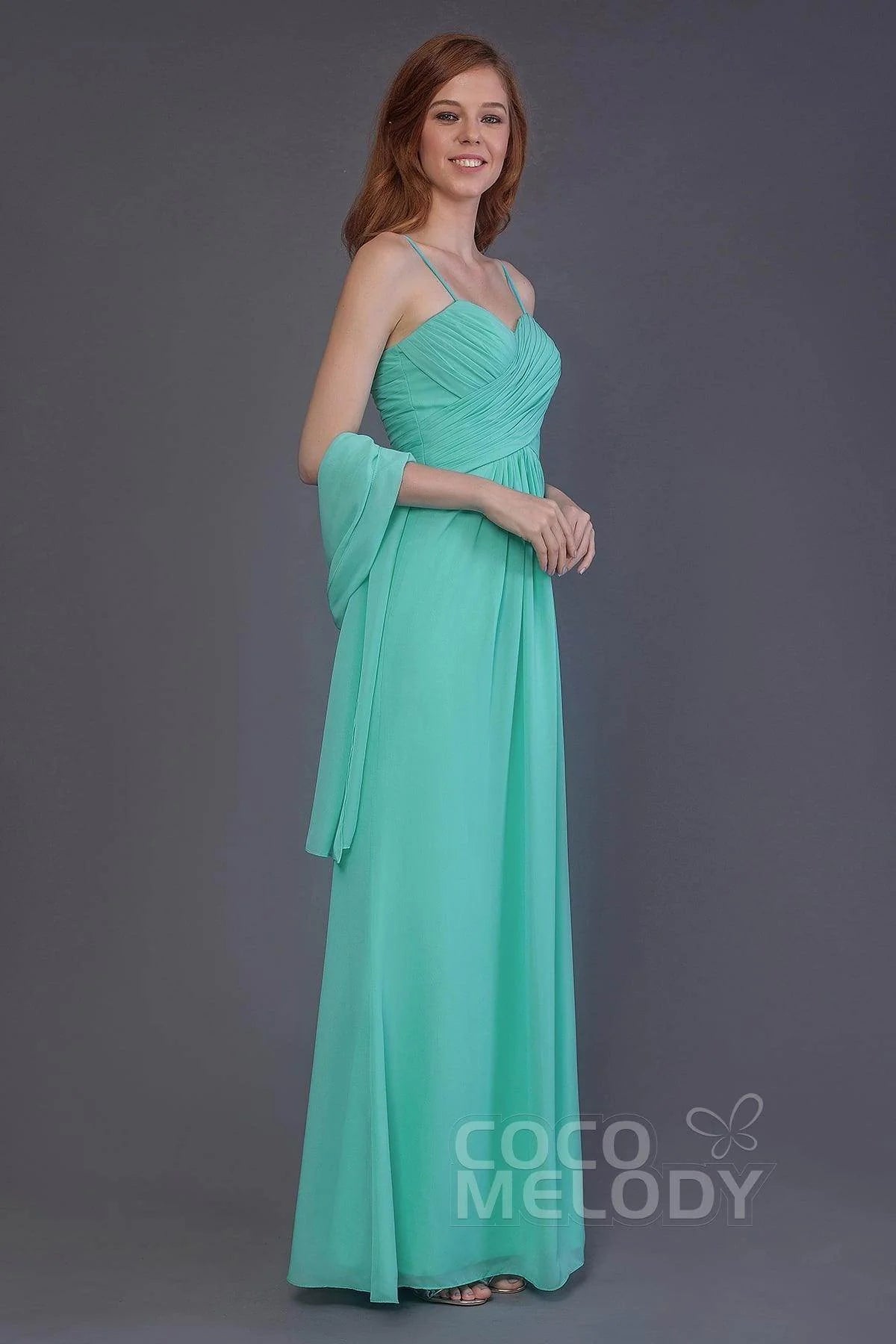 Sheath-Column Floor Length Chiffon Bridesmaid Dress PR3544