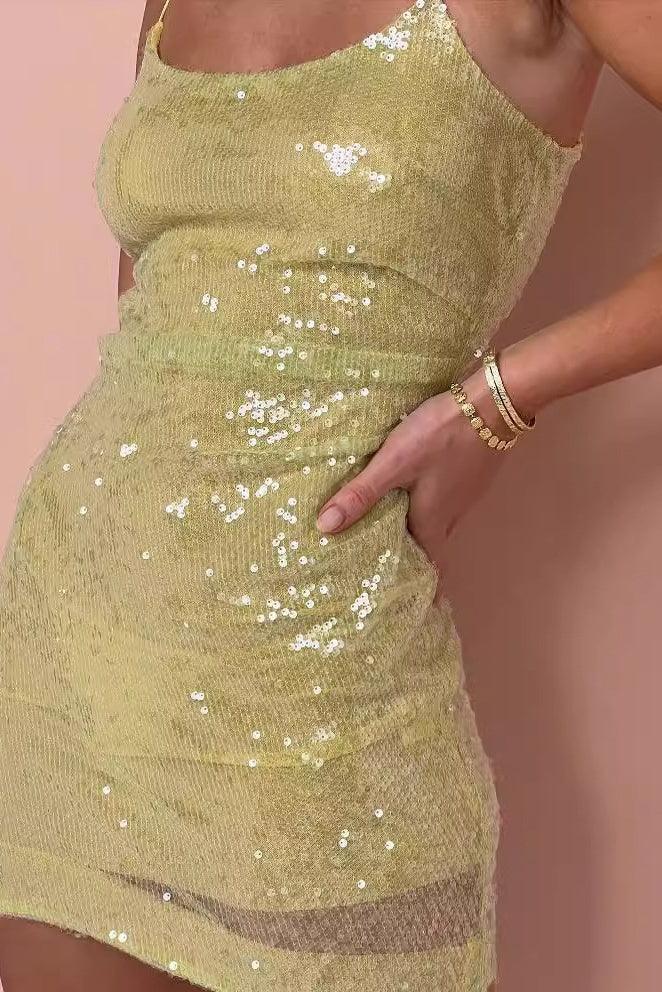 Short Mini Spaghetti Sequins Cocktail Dresses 745954934648