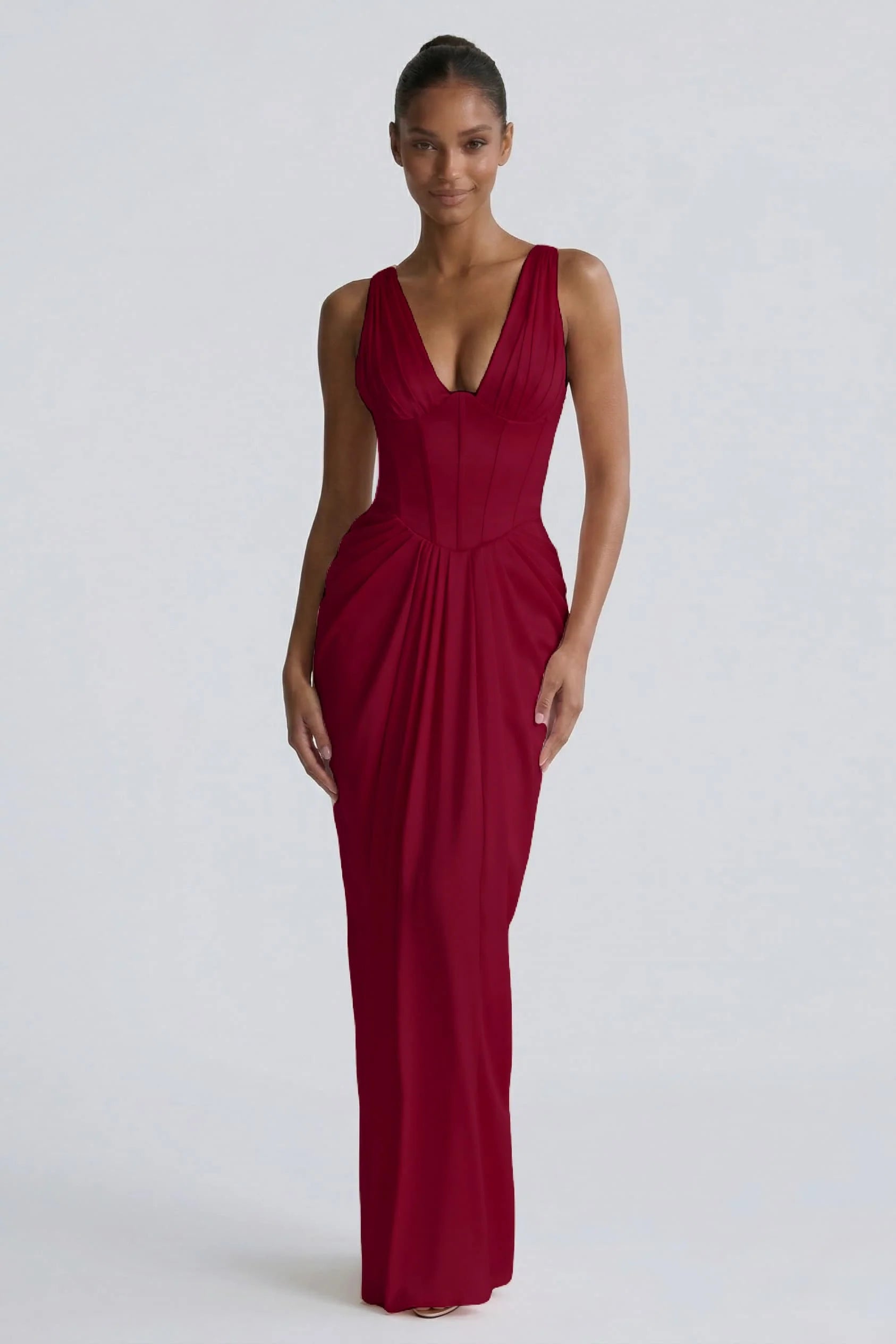 Sheath-Column Floor Length Acetate Satin Wedding Guest Dress CG0304