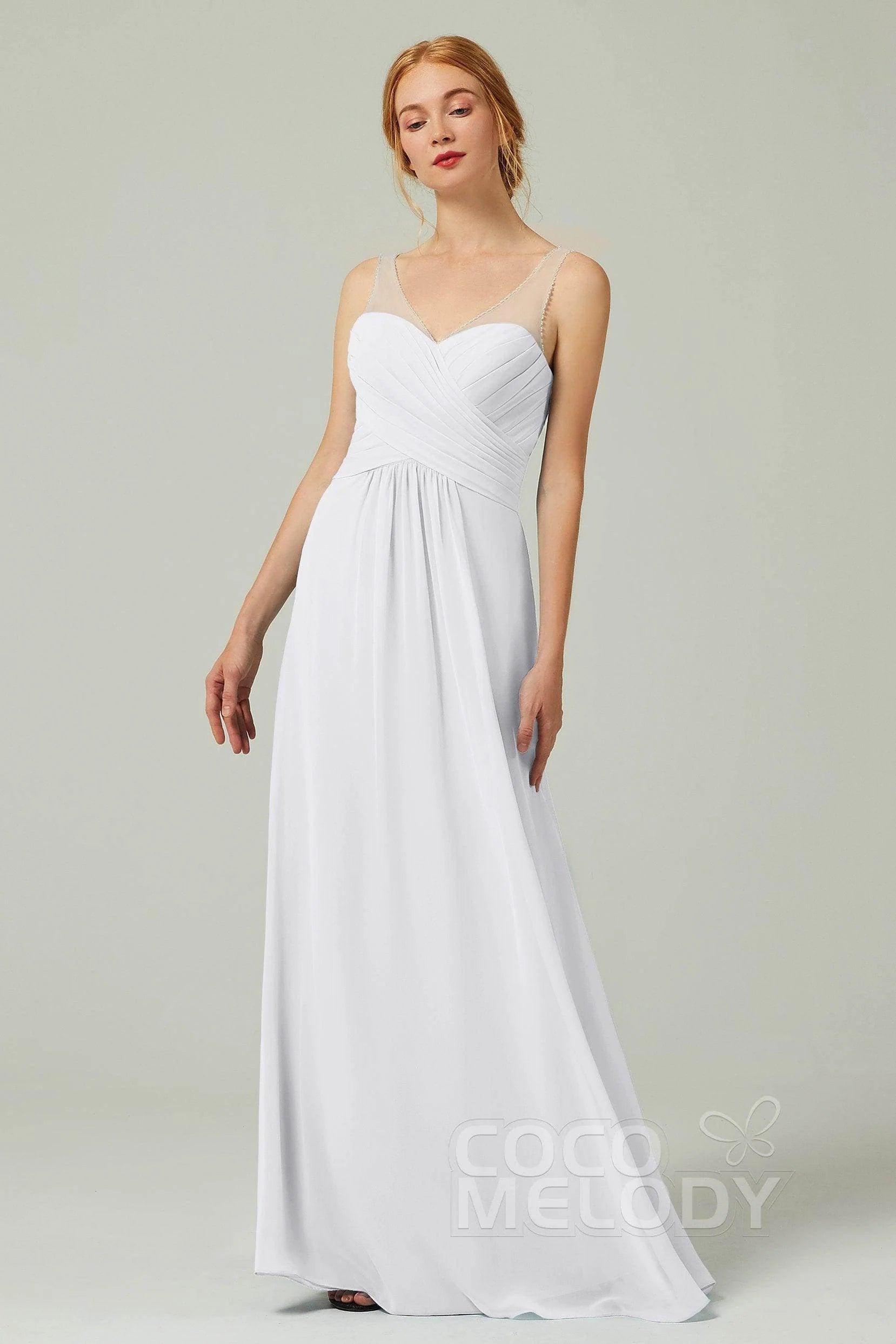 A-Line Floor Length Chiffon Bridesmaid Dress CB0331