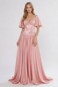 A-Line Floor Length Soft Satin Wedding Guest Dress CG0316