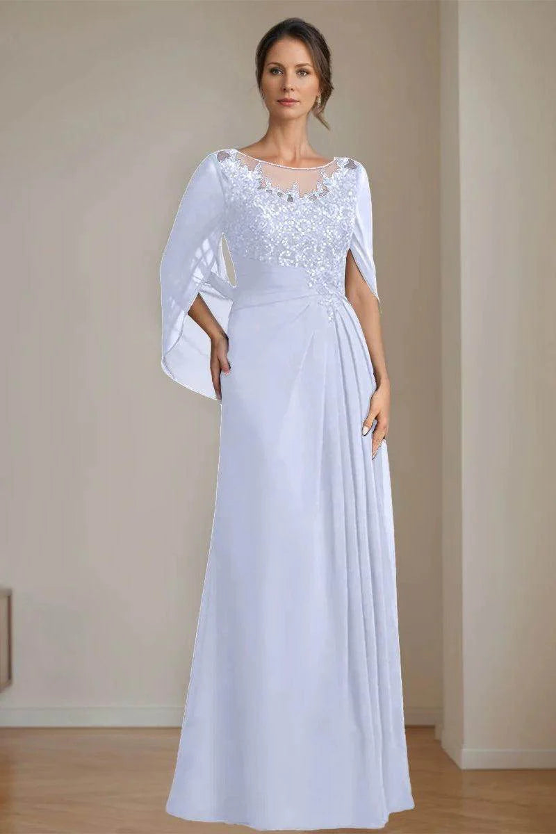 A Line Scoop Floor Length Sequins Mother of the Bride Dresses CM0369
