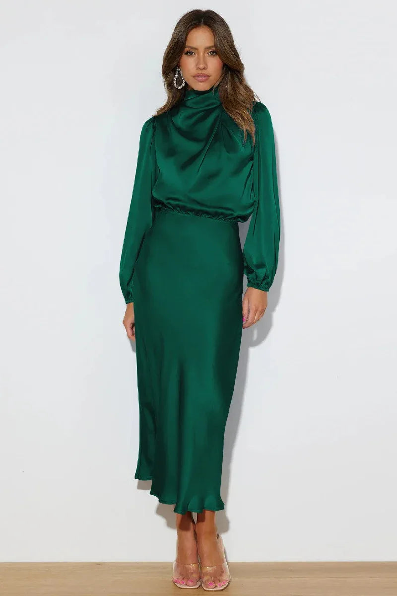 A-Line Midi Elastic Silk like Satin Formal Evening Dresses 719013207299