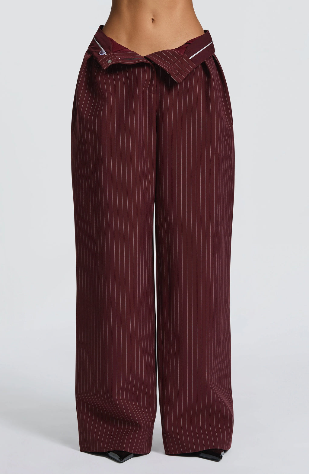 Kirsty Pants - Burgundy Pinstripe