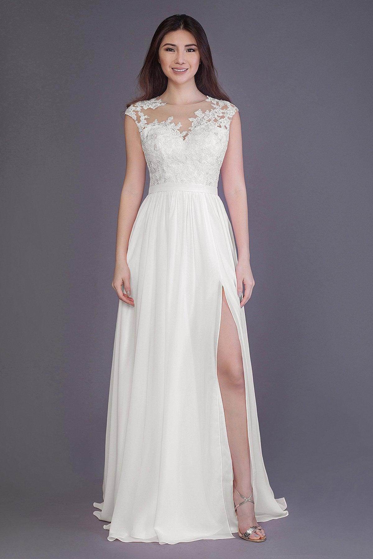 A-Line Floor Length Chiffon and Lace Bridesmaid Dress PR3554