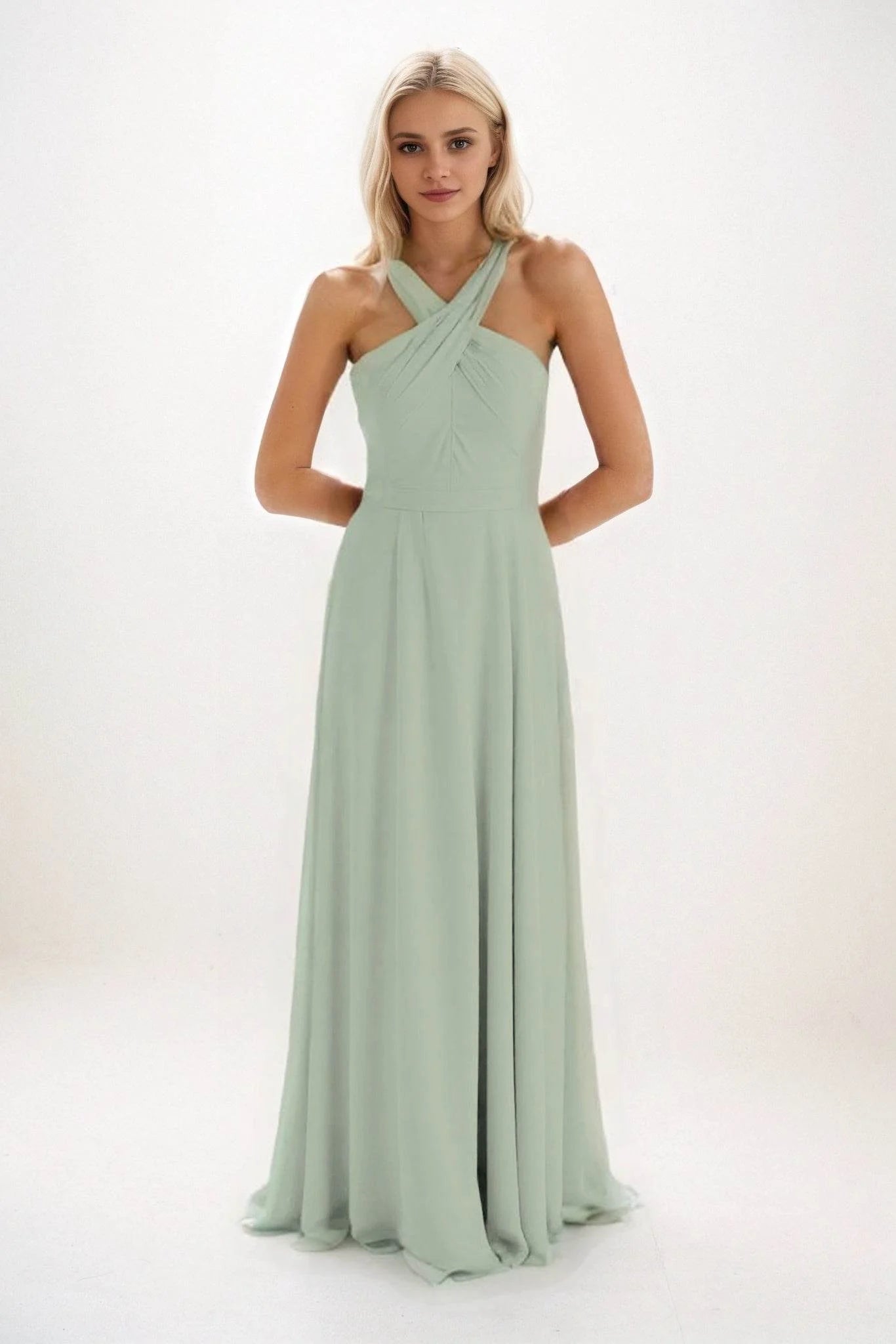 A-Line Maxi Chiffon Bridesmaid Dress CB0824