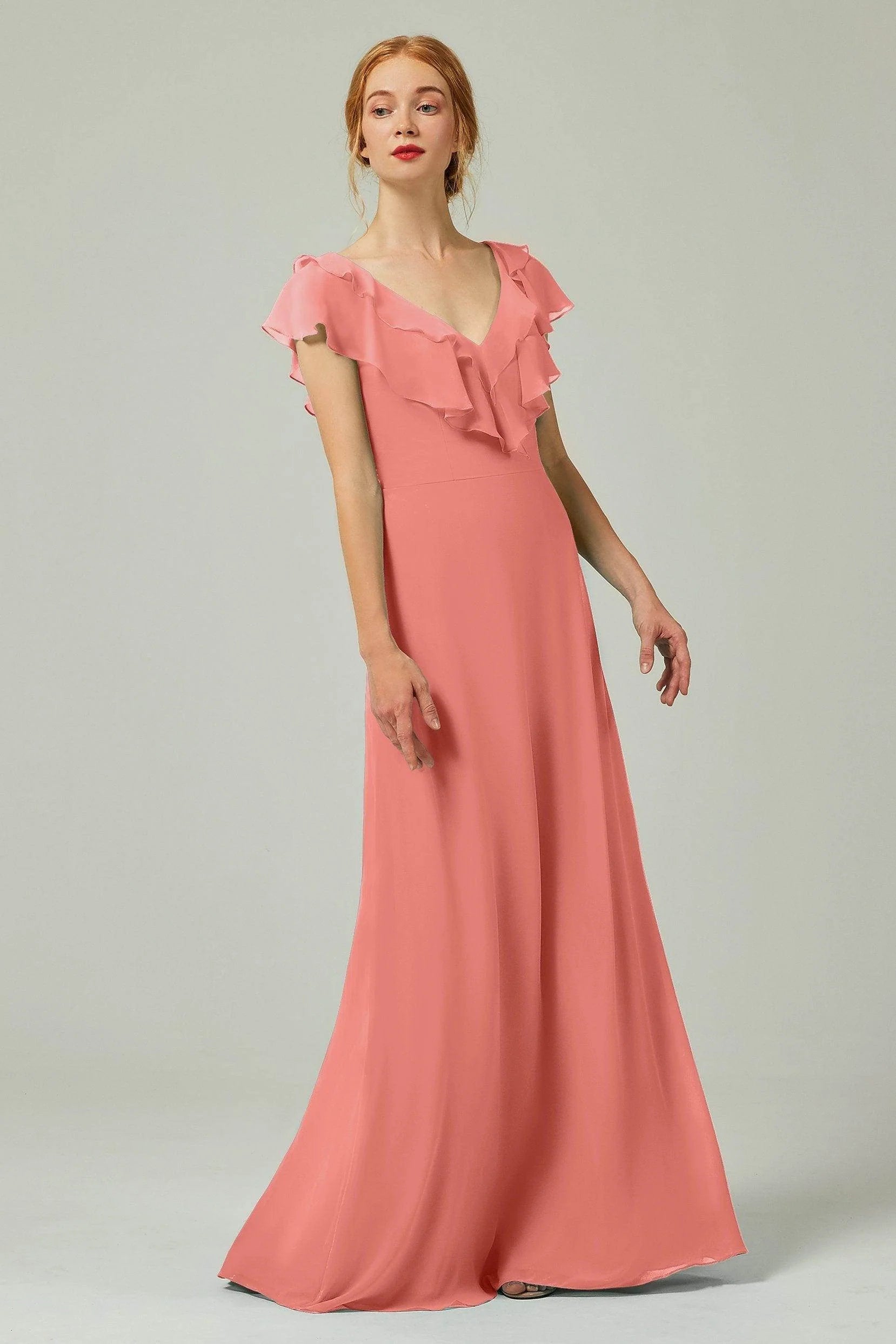 A-Line Floor Length Chiffon Bridesmaid Dress CB0323