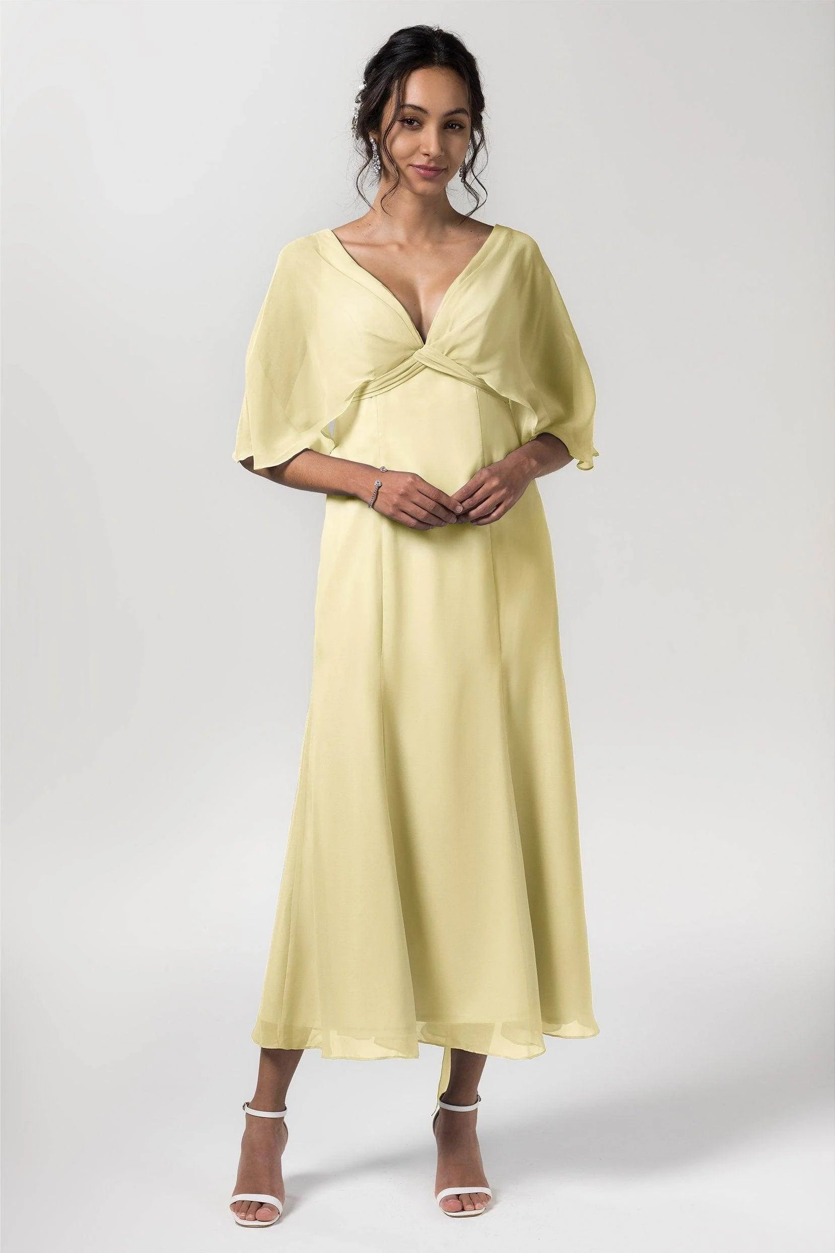 A-Line Tea Length Chiffon Bridesmaid Dress CB0553