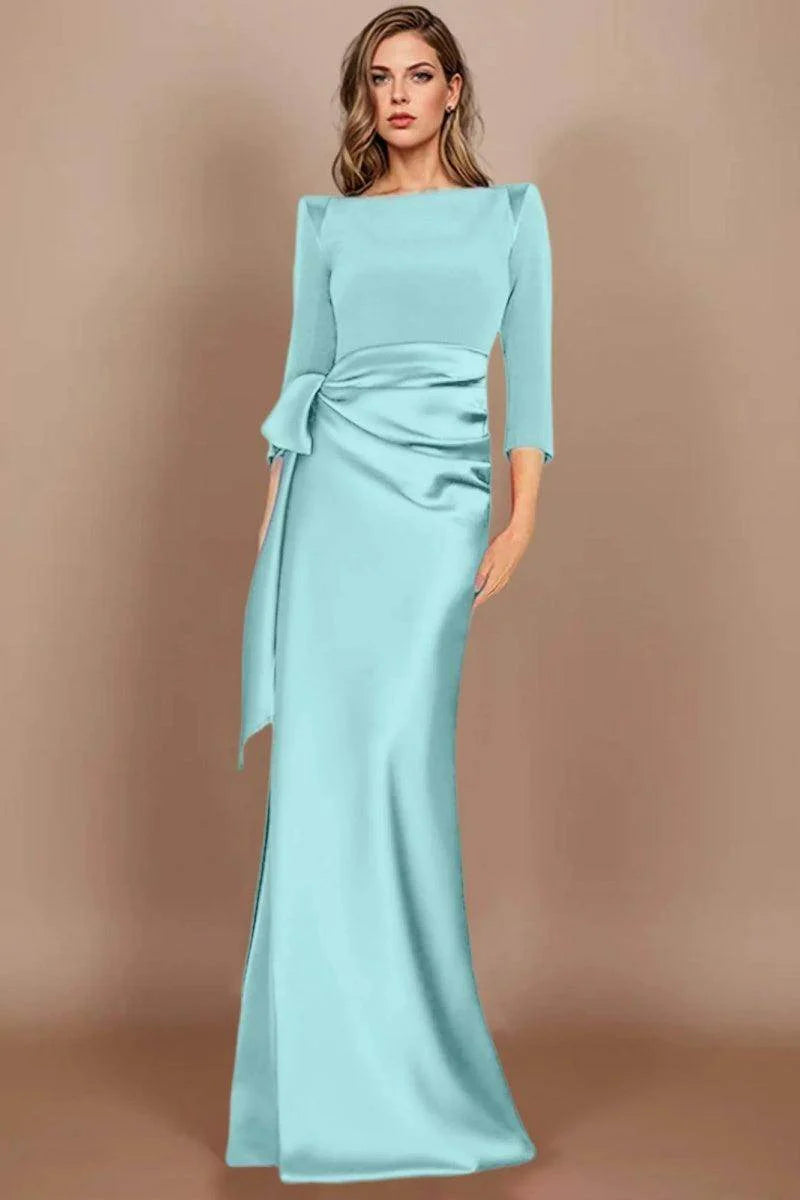 Sheath Scoop 3/4 Length Sleeves Floor Length Mother Dresses CM0380