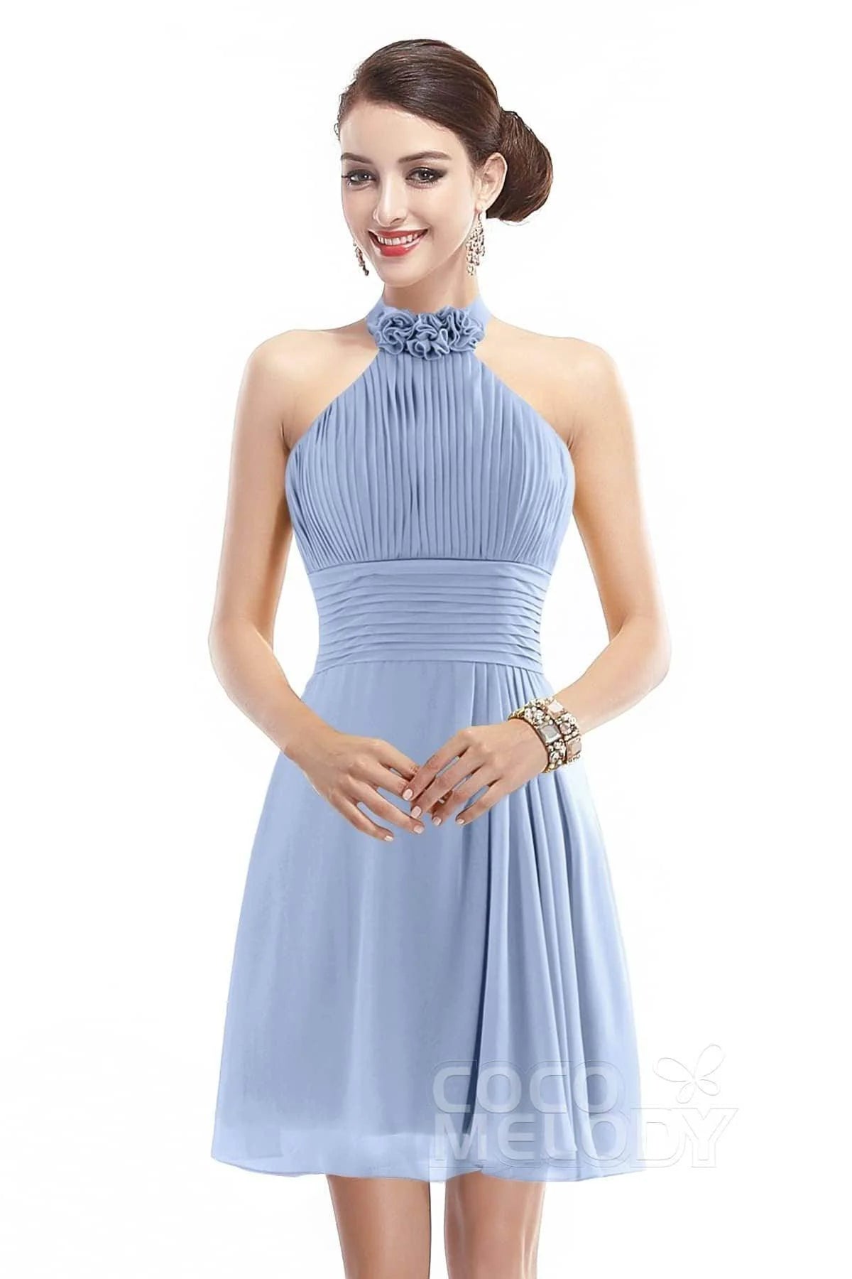 A-Line Short-Mini Chiffon Bridesmaid Dress COZK1401B