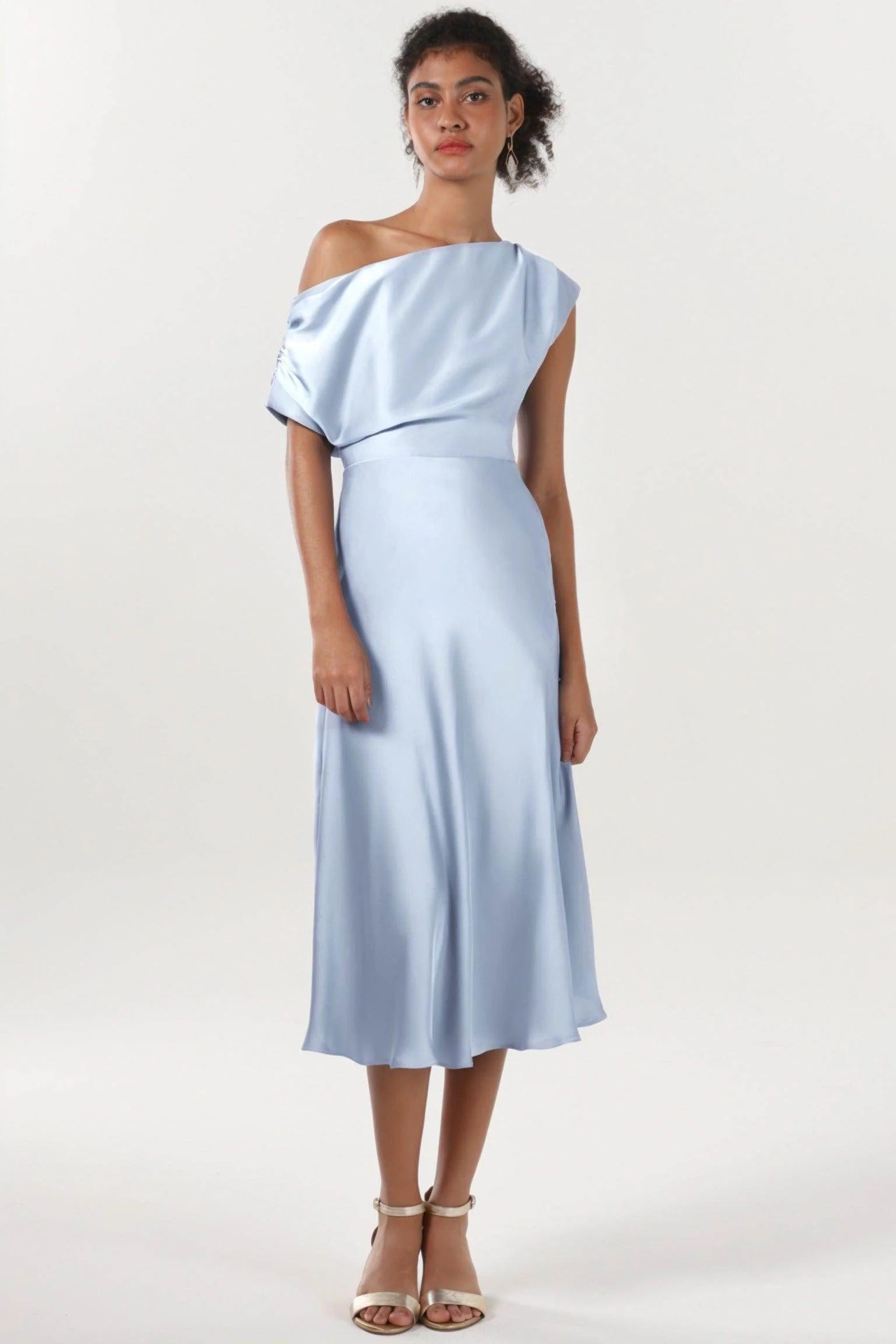Sheath-Column Midi Luxe Satin Formal Dress CS0611