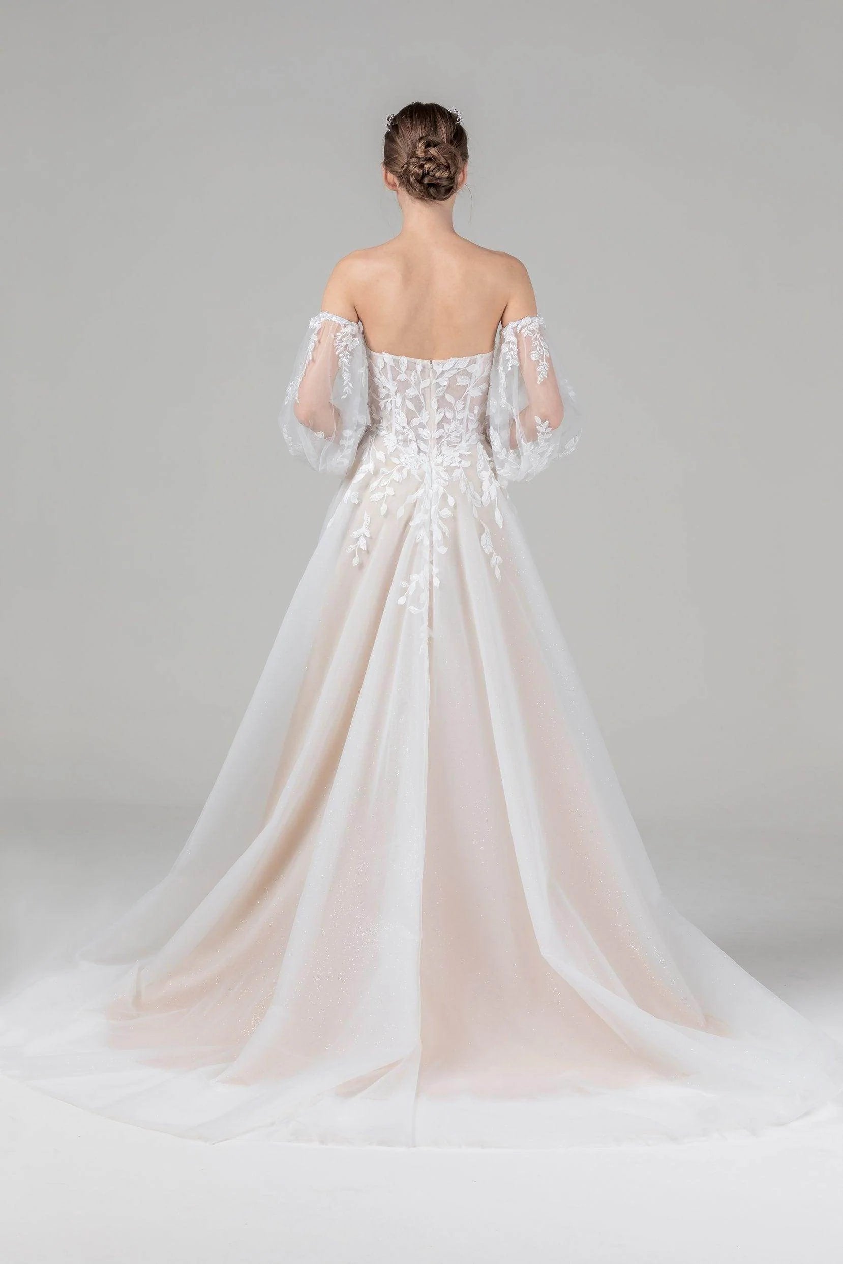 A-Line Court Train Tulle Wedding Dress CW2586