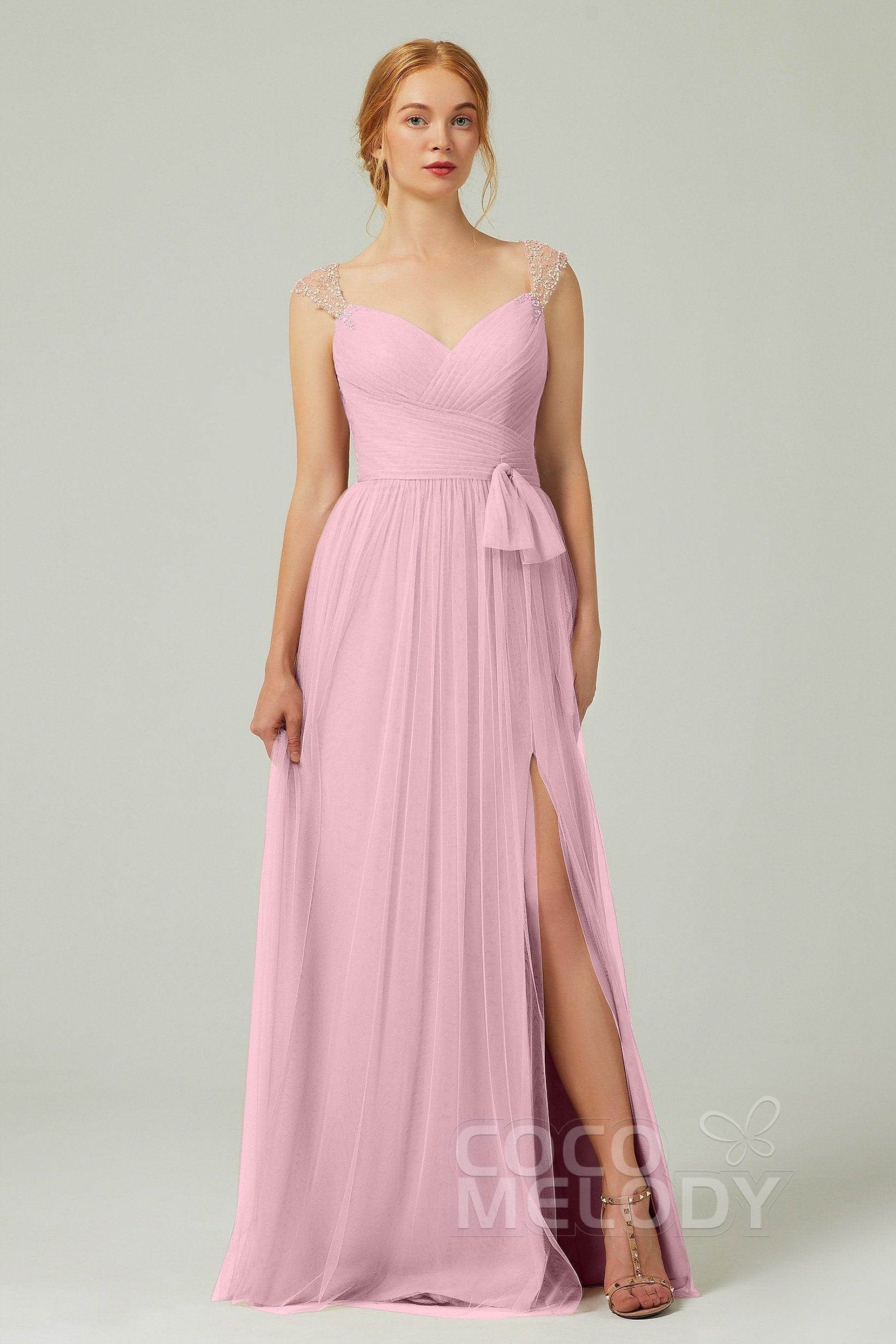 A-Line Floor Length Tulle Bridesmaid Dress CB0313