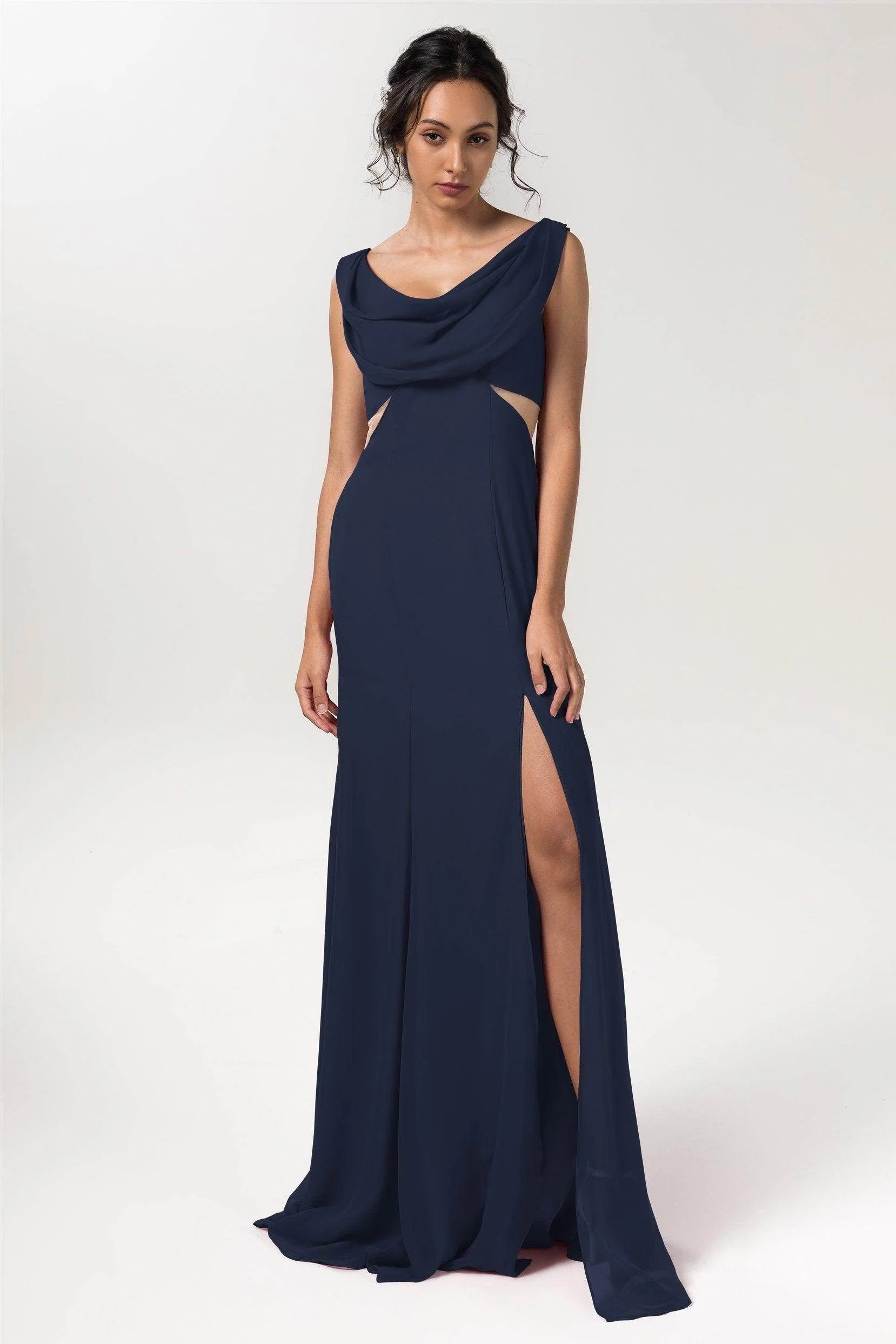 Sheath-Column Floor Length Chiffon Bridesmaid Dress CB0558