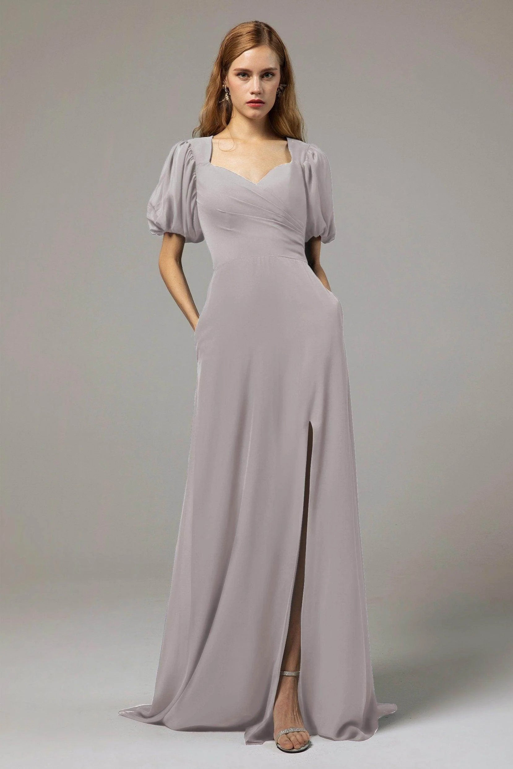 A-Line Floor Length Chiffon Bridesmaid Dress Formal Dresses CB0415