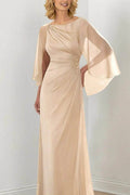 Sheath Column Round Neck Ruched Mother Dresses CM0361