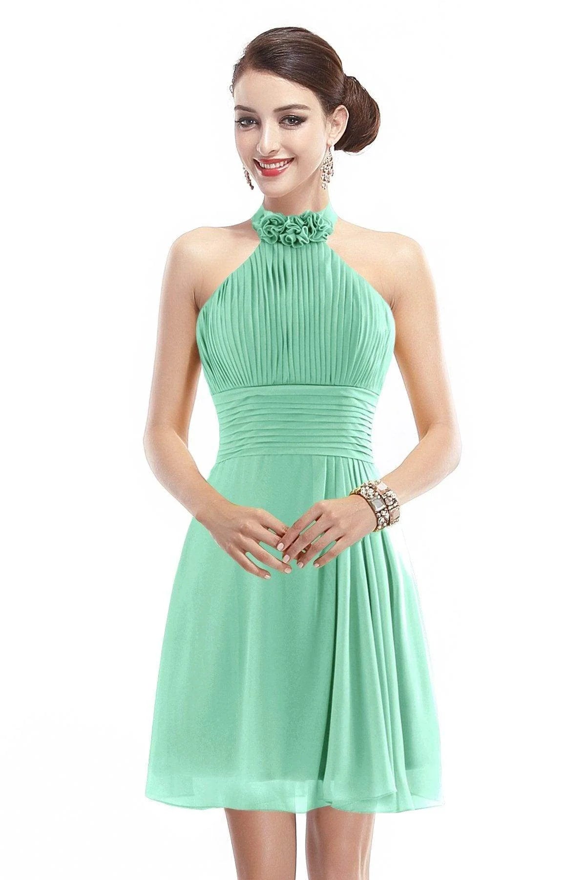 A-Line Short-Mini Chiffon Bridesmaid Dress COZK1401B
