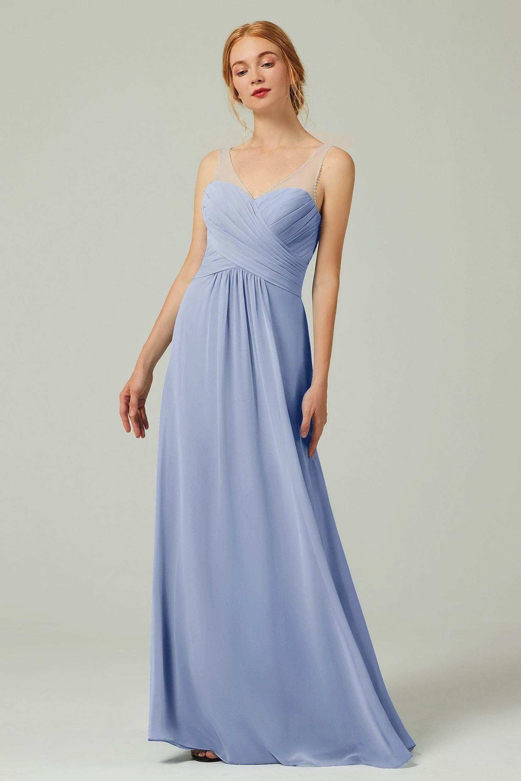 A-Line Floor Length Chiffon Bridesmaid Dress CB0331