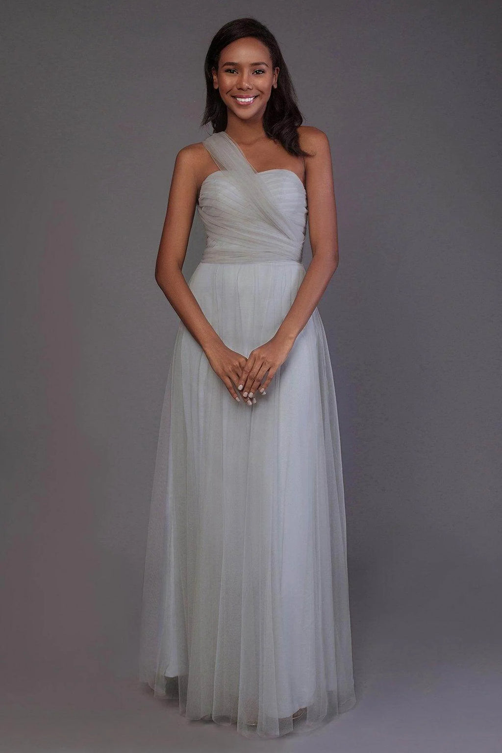 Sheath-Column Floor Length Tulle Bridesmaid Dress PR3502