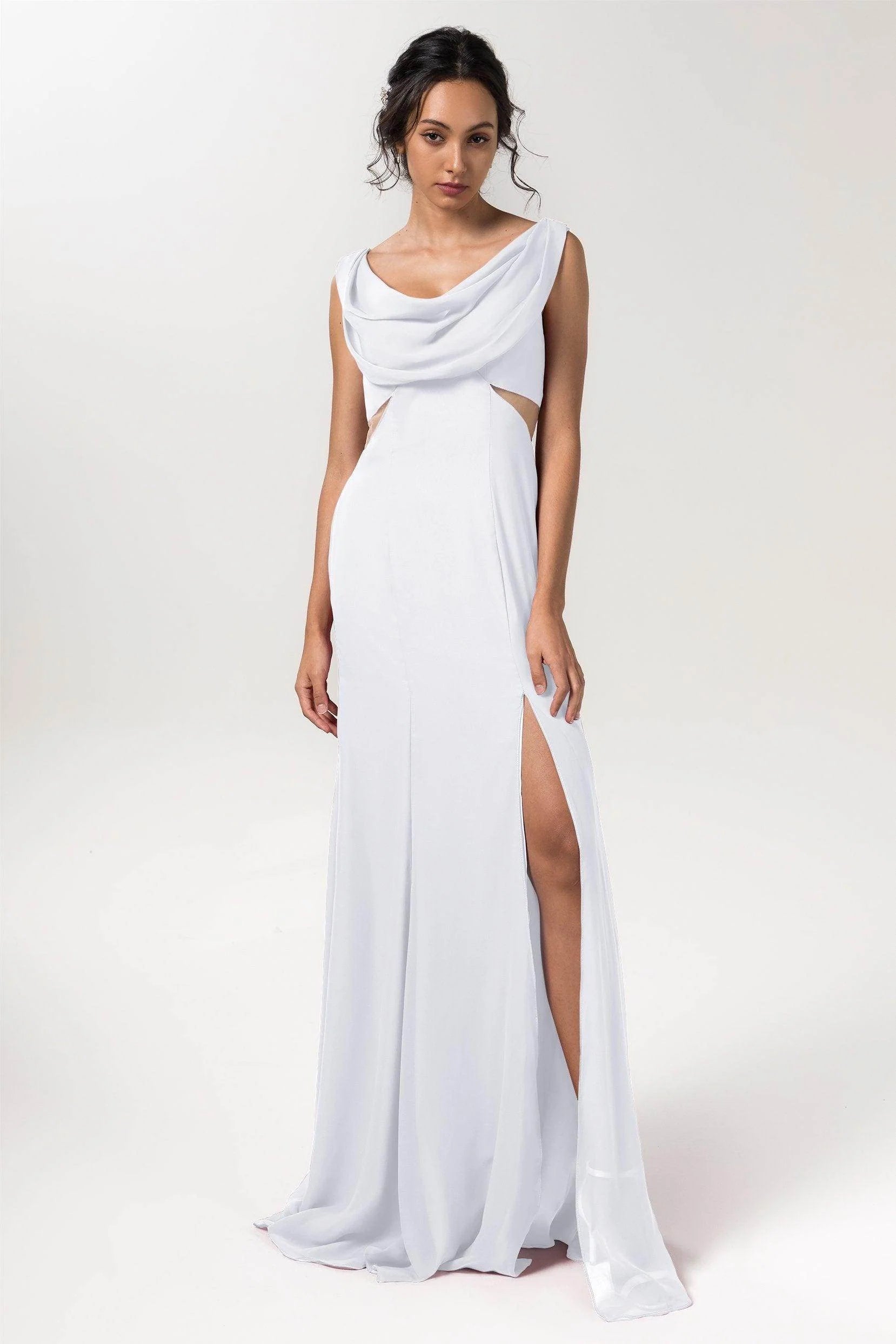 Sheath-Column Floor Length Chiffon Bridesmaid Dress CB0558